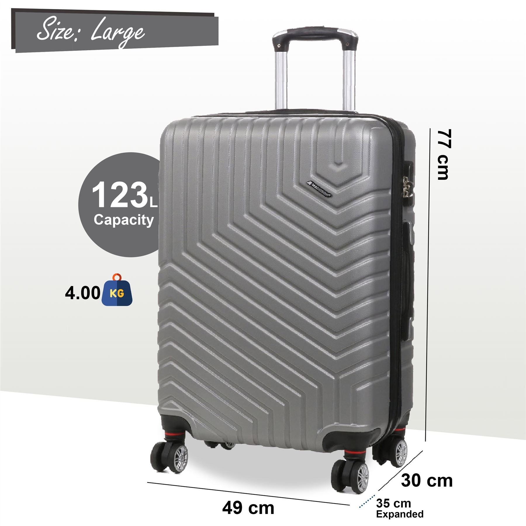 Bega Large Hard Shell Suitcase in Silver