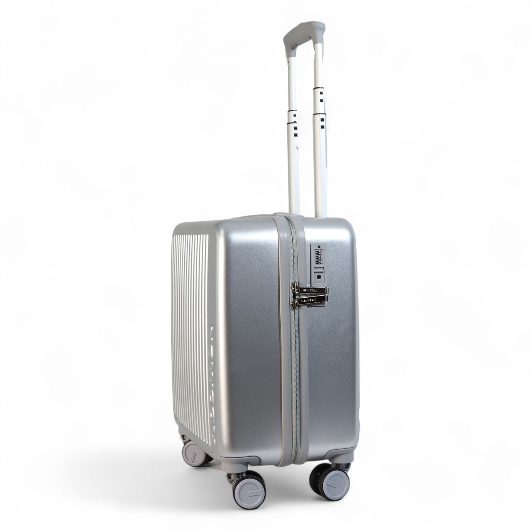 Hard Shell Cabin 44 x 22 x 38 cm Silver TSA Secure Luggage Suitcase Suitable for Easyjet, Ryanair