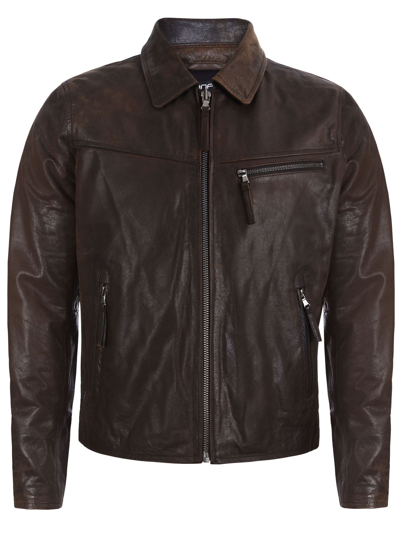 Mens Cow Hide Harrington Leather Biker Jacket-Sleaford