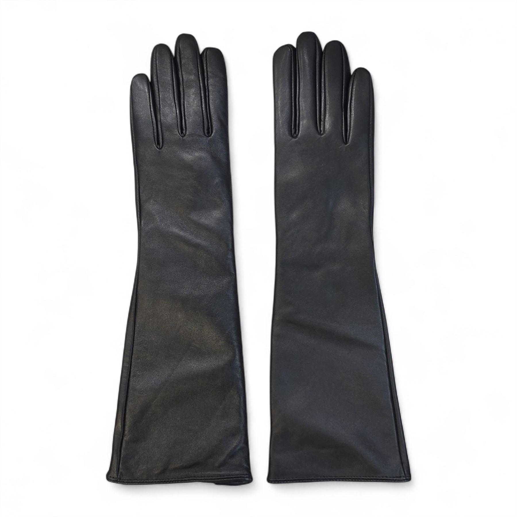 Womens Long Italian Leather Winter Soft Wool Lining Gloves