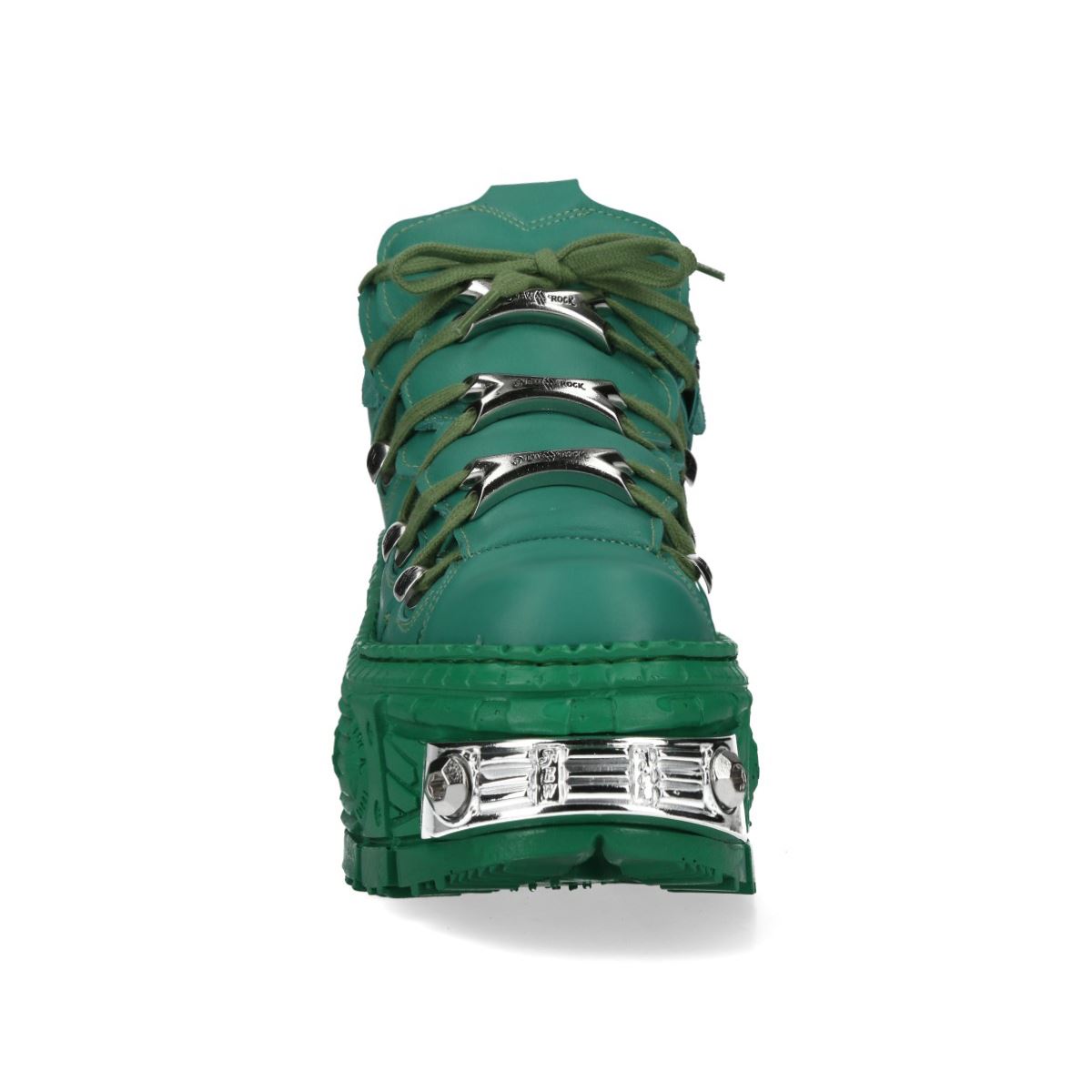 New Rock M-106WALL-C29 Metallic Green Leather Gothic Ankle Boots