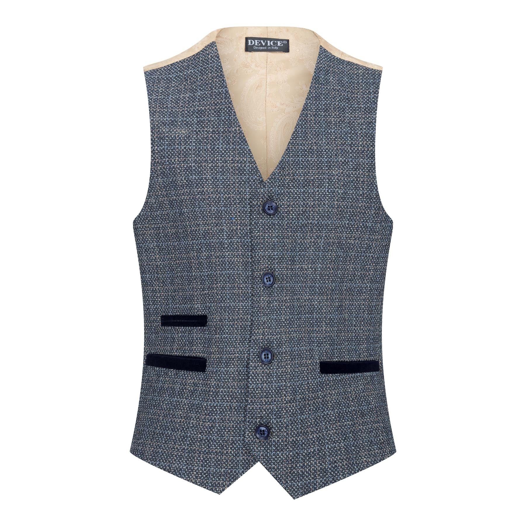 Boys 3 Piece Blue Tweed Check Vintage Retro Suit