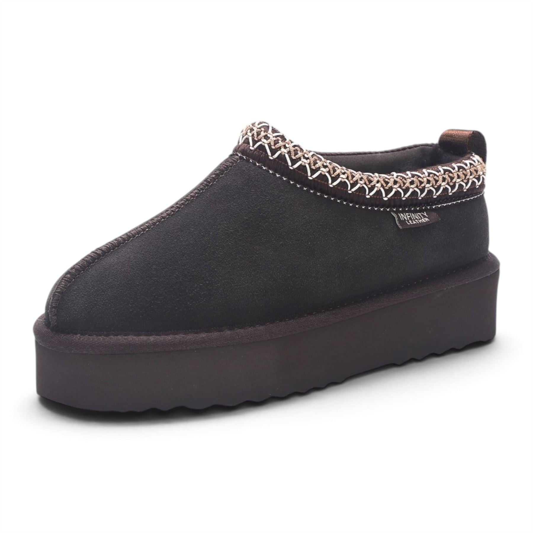 Women’s Brown Genuine Sheepskin Real Fur Winter Platform Slippers - Polar
