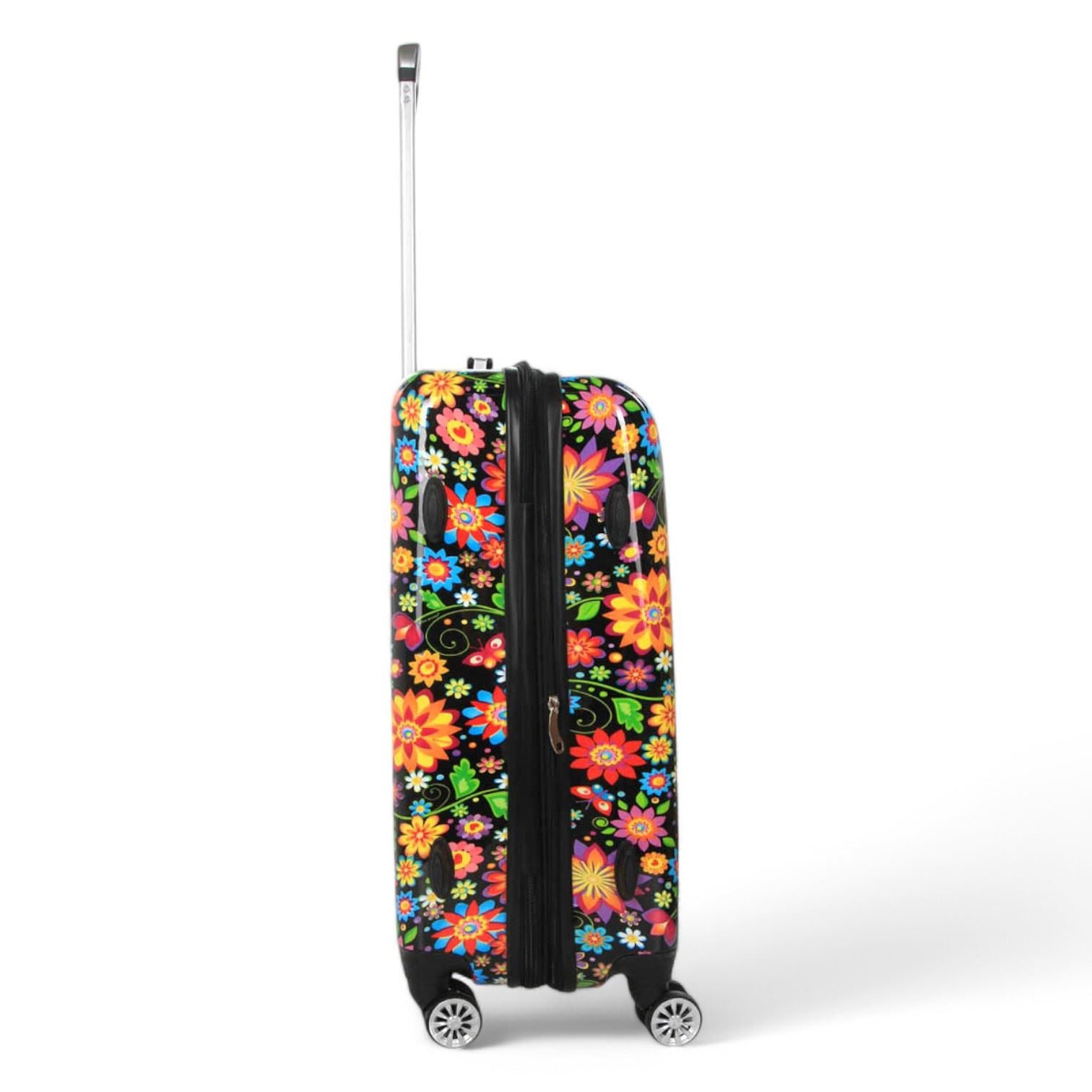 Ballina Medium Hard Shell Suitcase in Black Flower
