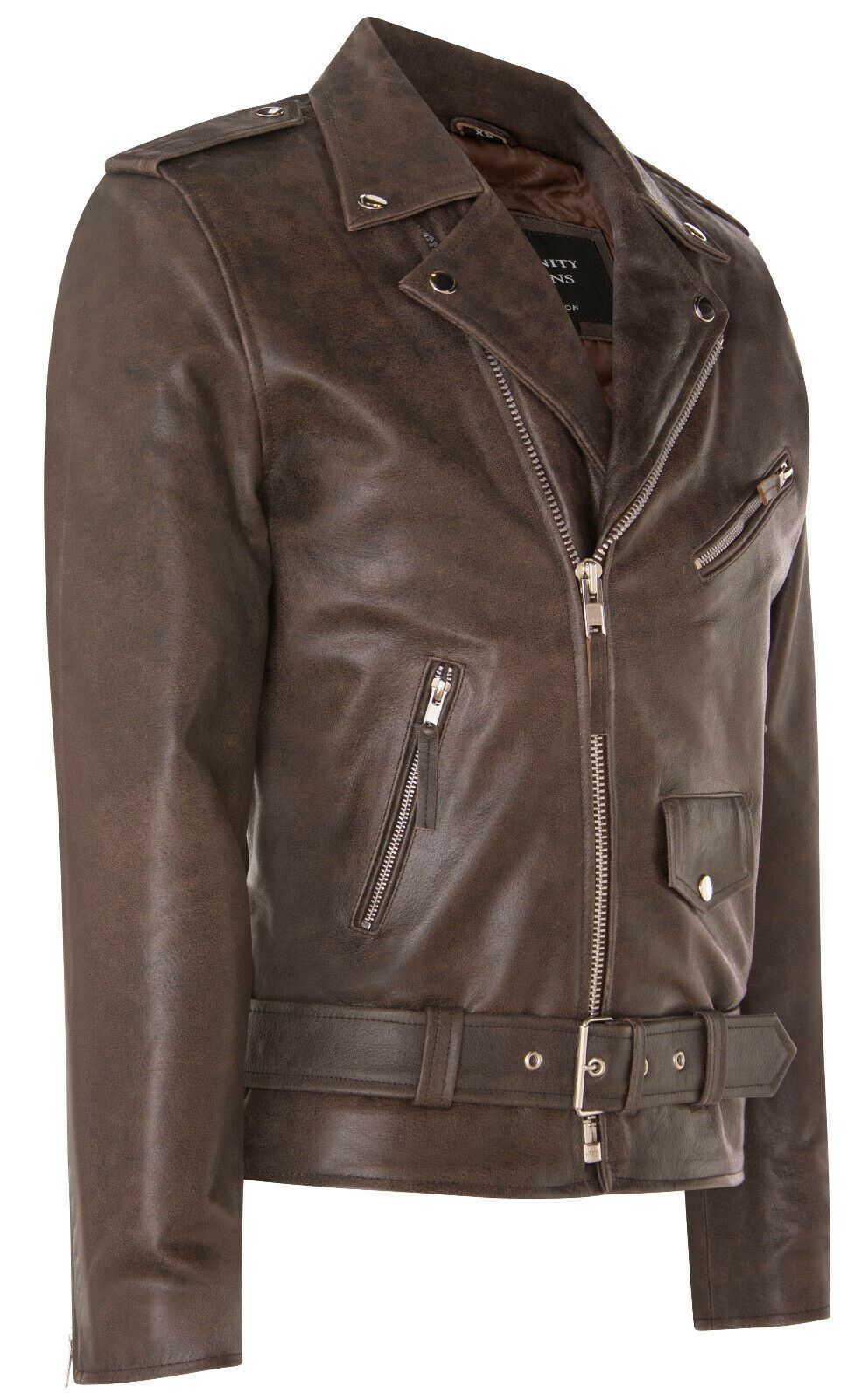 Mens Cow-Hide Brando Biker Jacket -Sandy