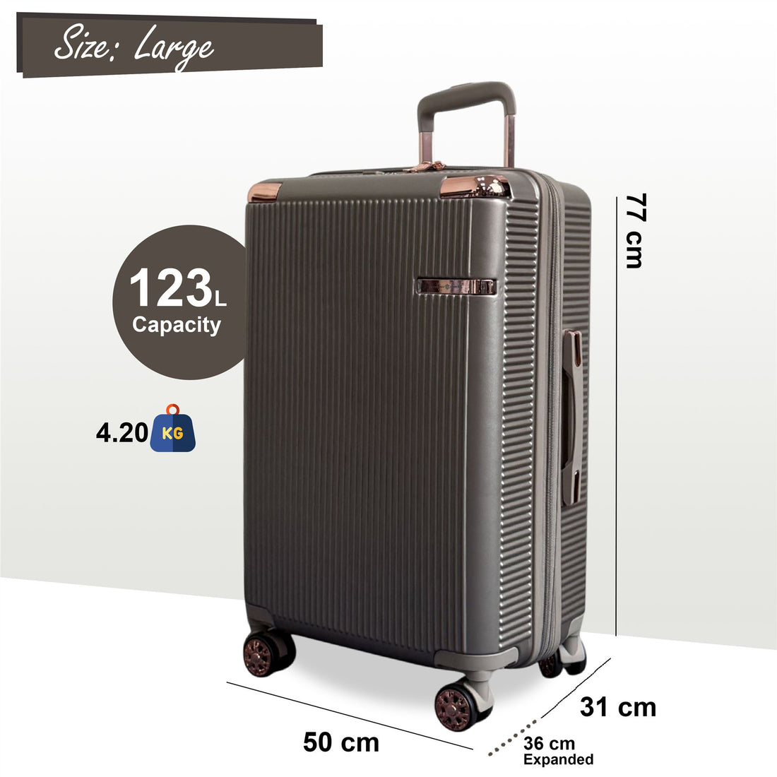 Cowra Large Hard Shell Suitcase in Champagne ( Beige )