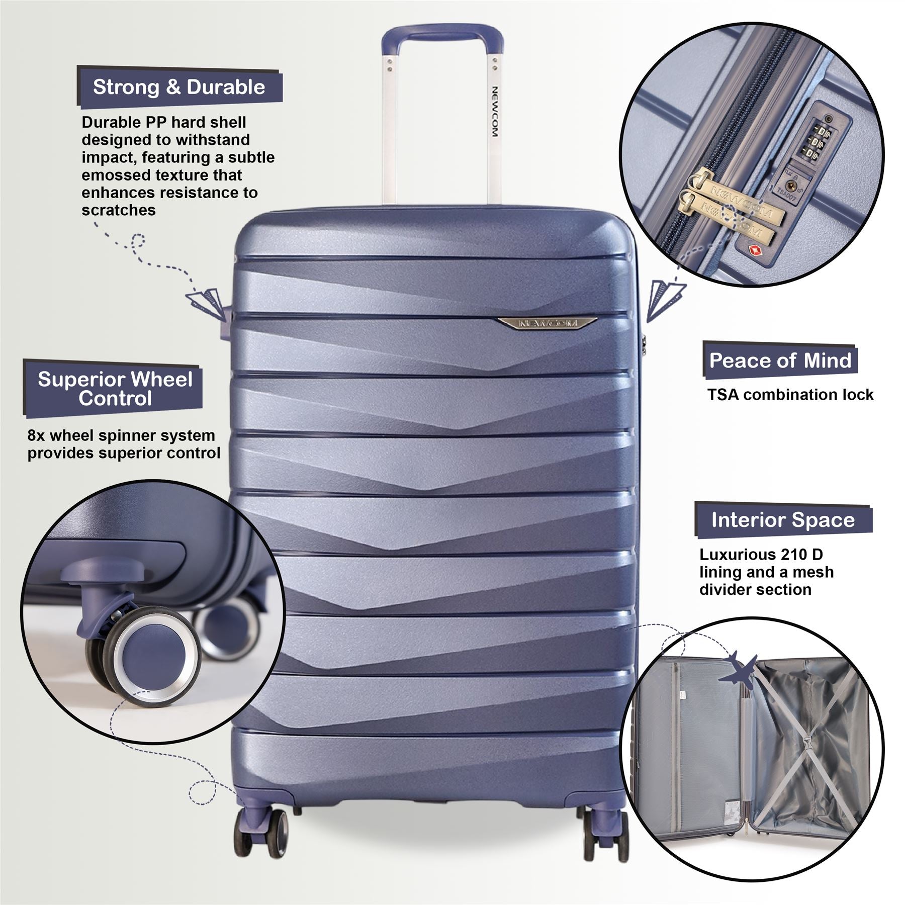 Forster Large Hard Shell TSA Suitcase in Blue