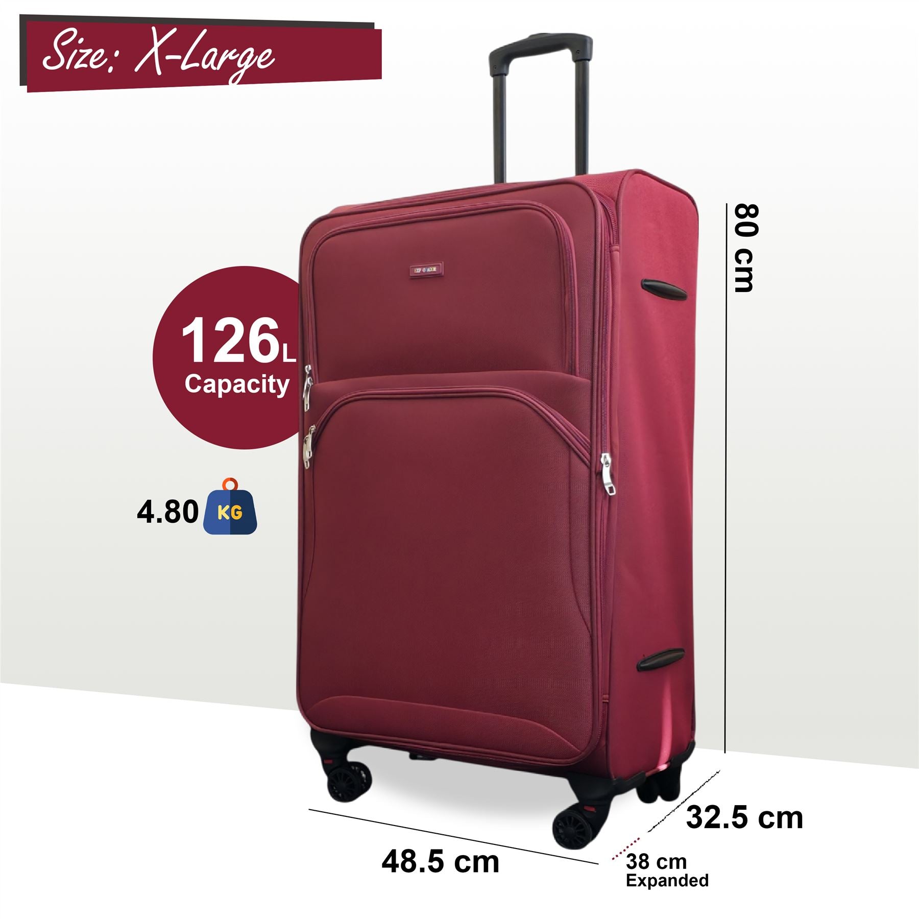 Gosford X-Large Soft Shell Suitcase in Burgundy Red