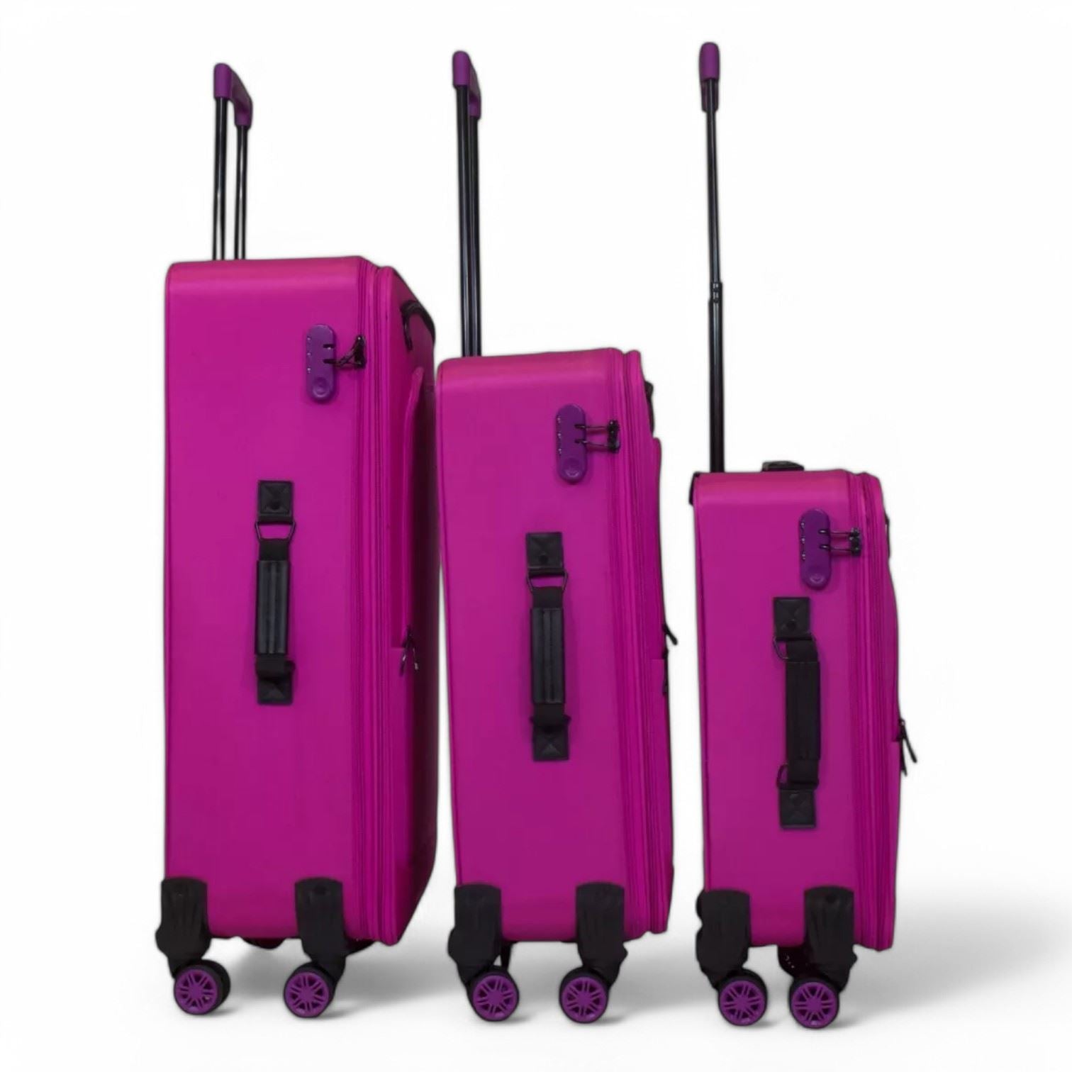 Handa Set of 3 Soft Shell Suitcase in Pink