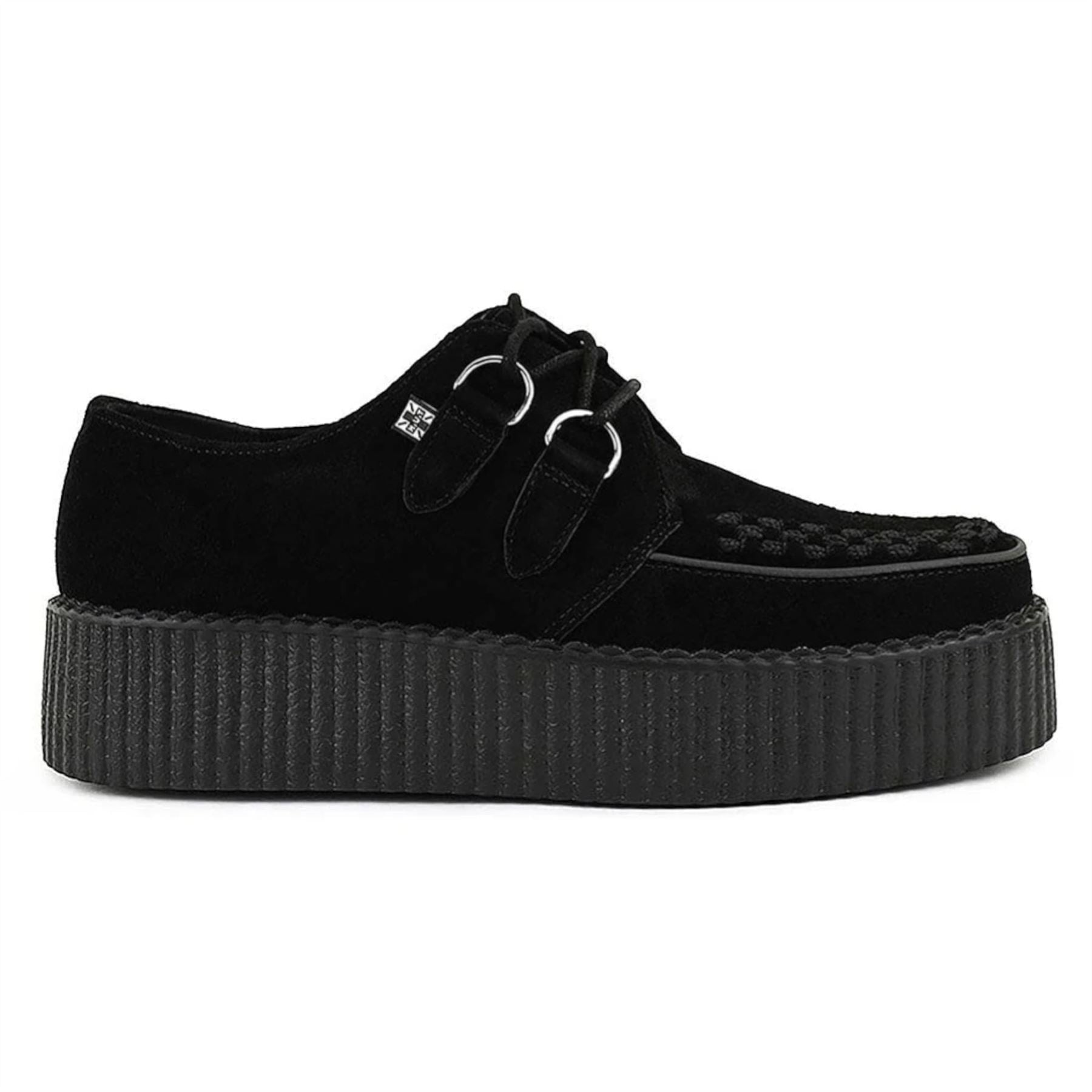TUK Viva High Creeper Black Suede Platform Lace-Up Goth Shoes - AV7757