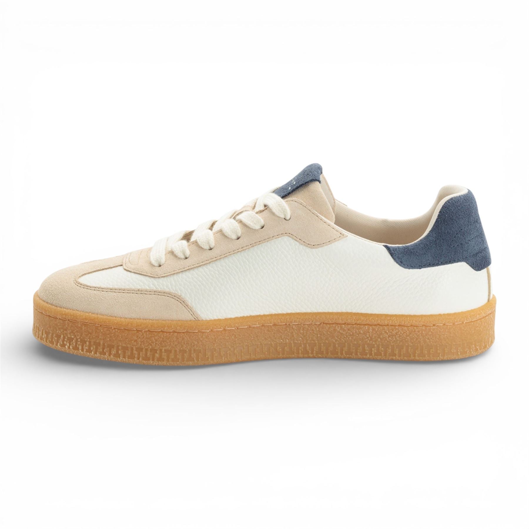 Tamaris Men’s Off White Leather Red Stripe Trainer Sneaker Shoes