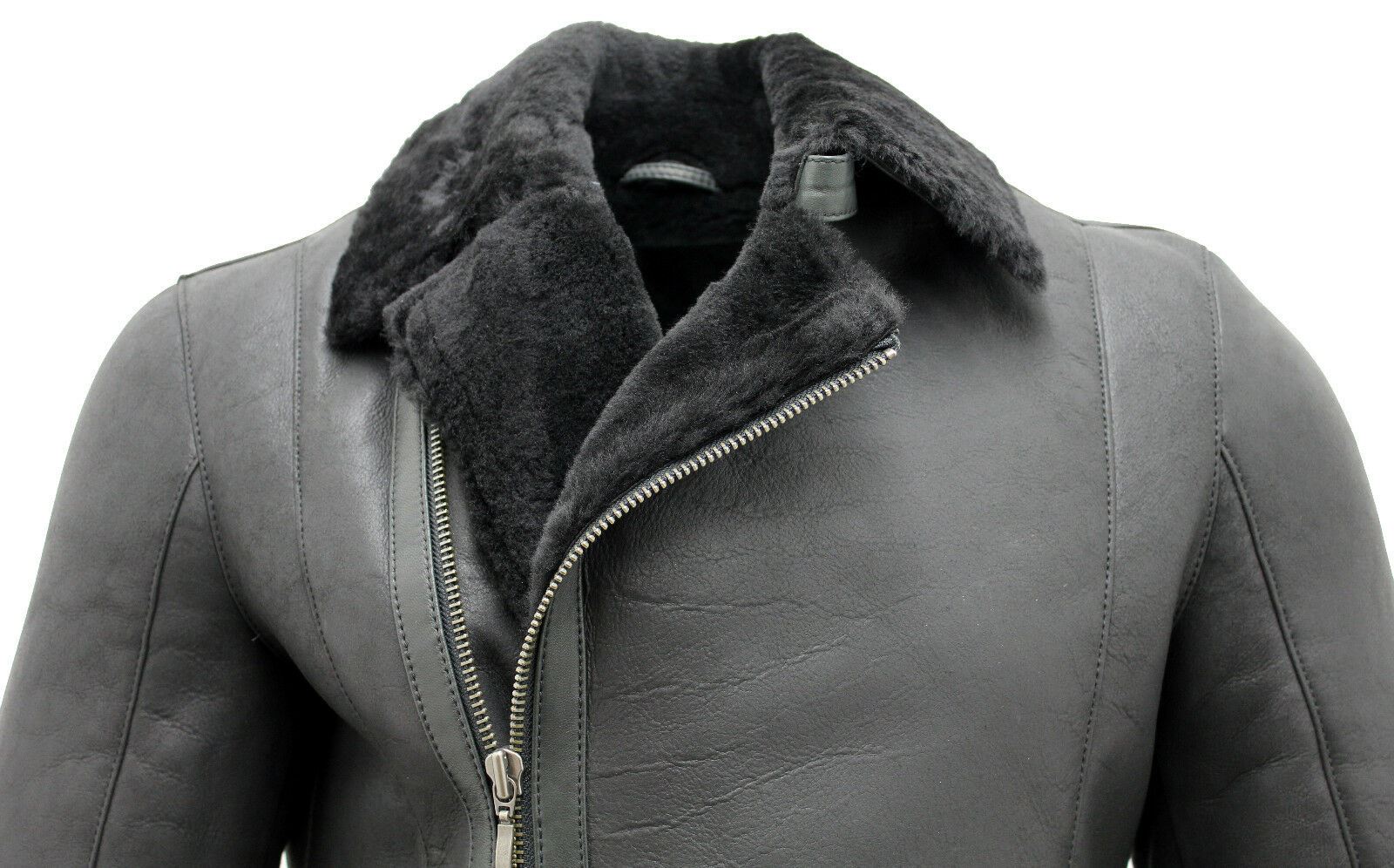 Mens Breasted Sheepskin Leather Biker Jacket-Heathfield