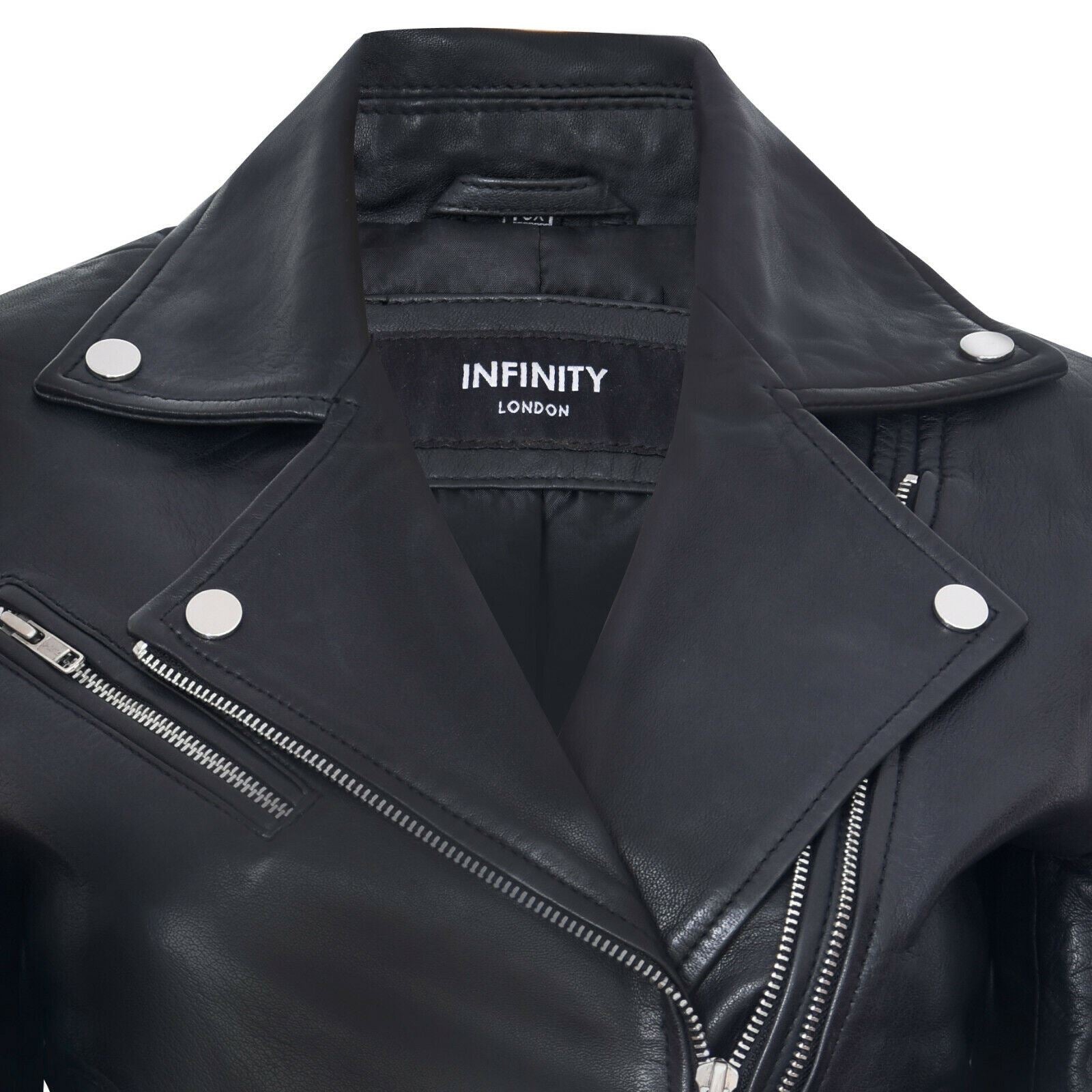 Womens Leather Retro Biker Jacket-Madeley