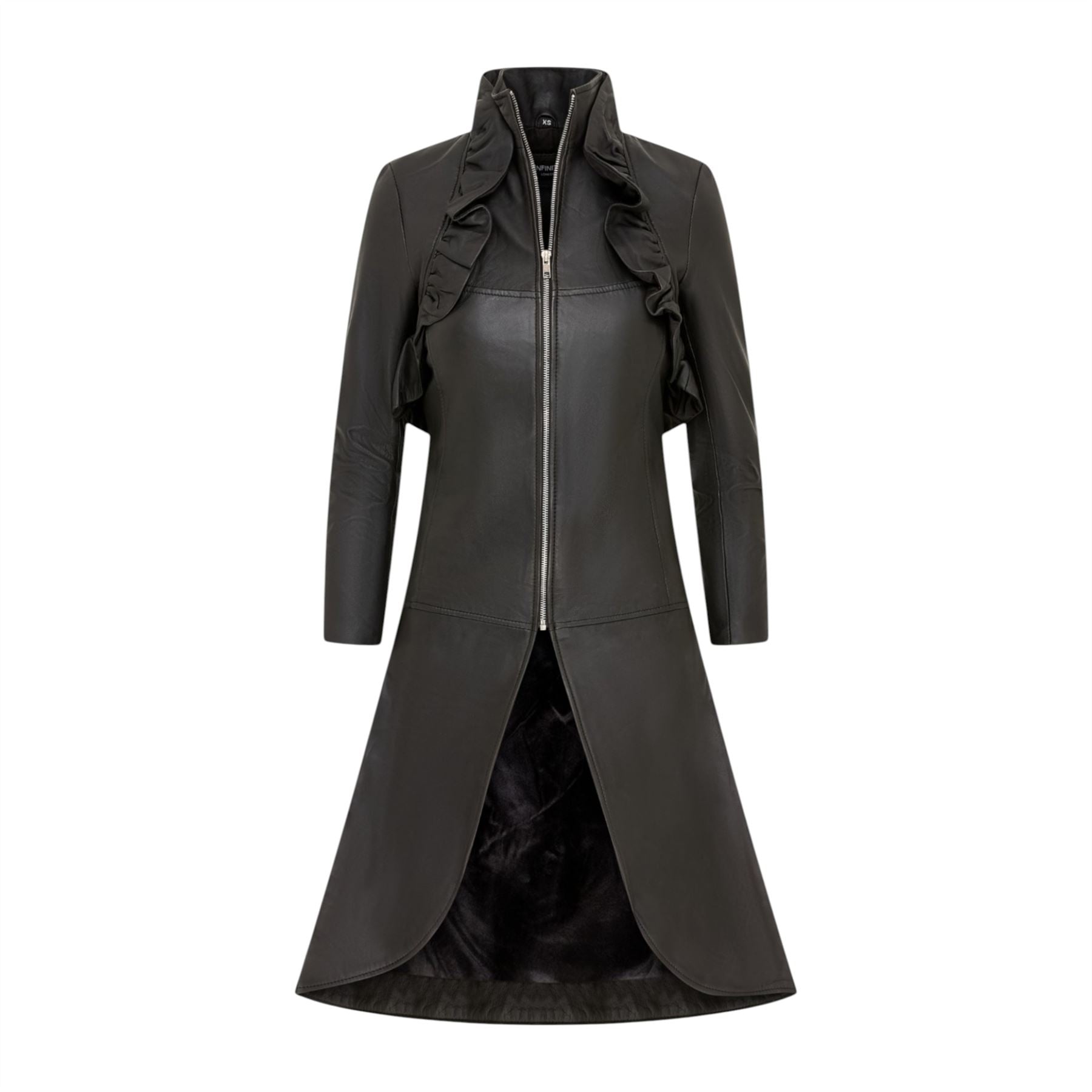 Womens Goth Leather High Collar Victorian Flare Tailcoat - Challa