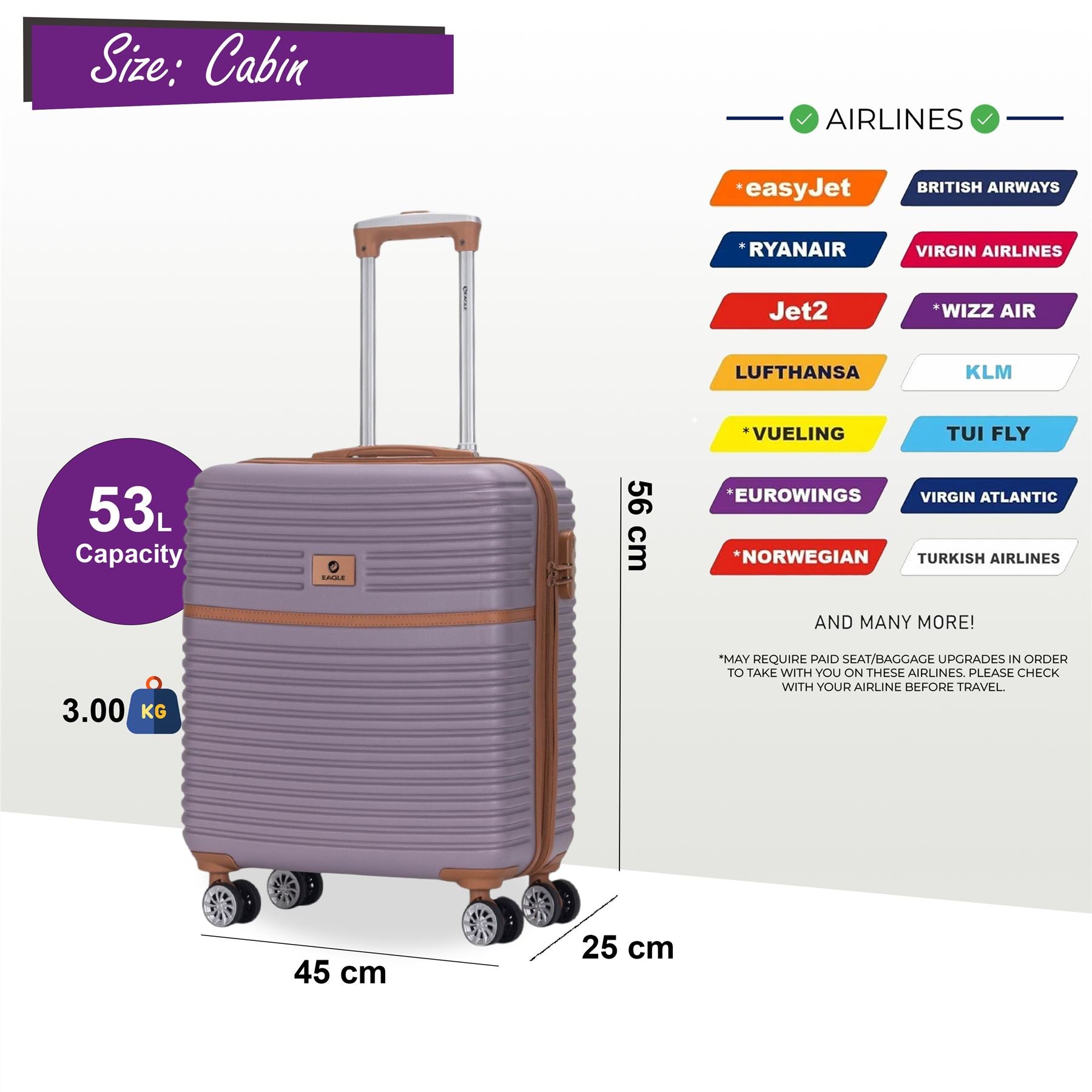 Koga Cabin Hard Shell Suitcase in Purple