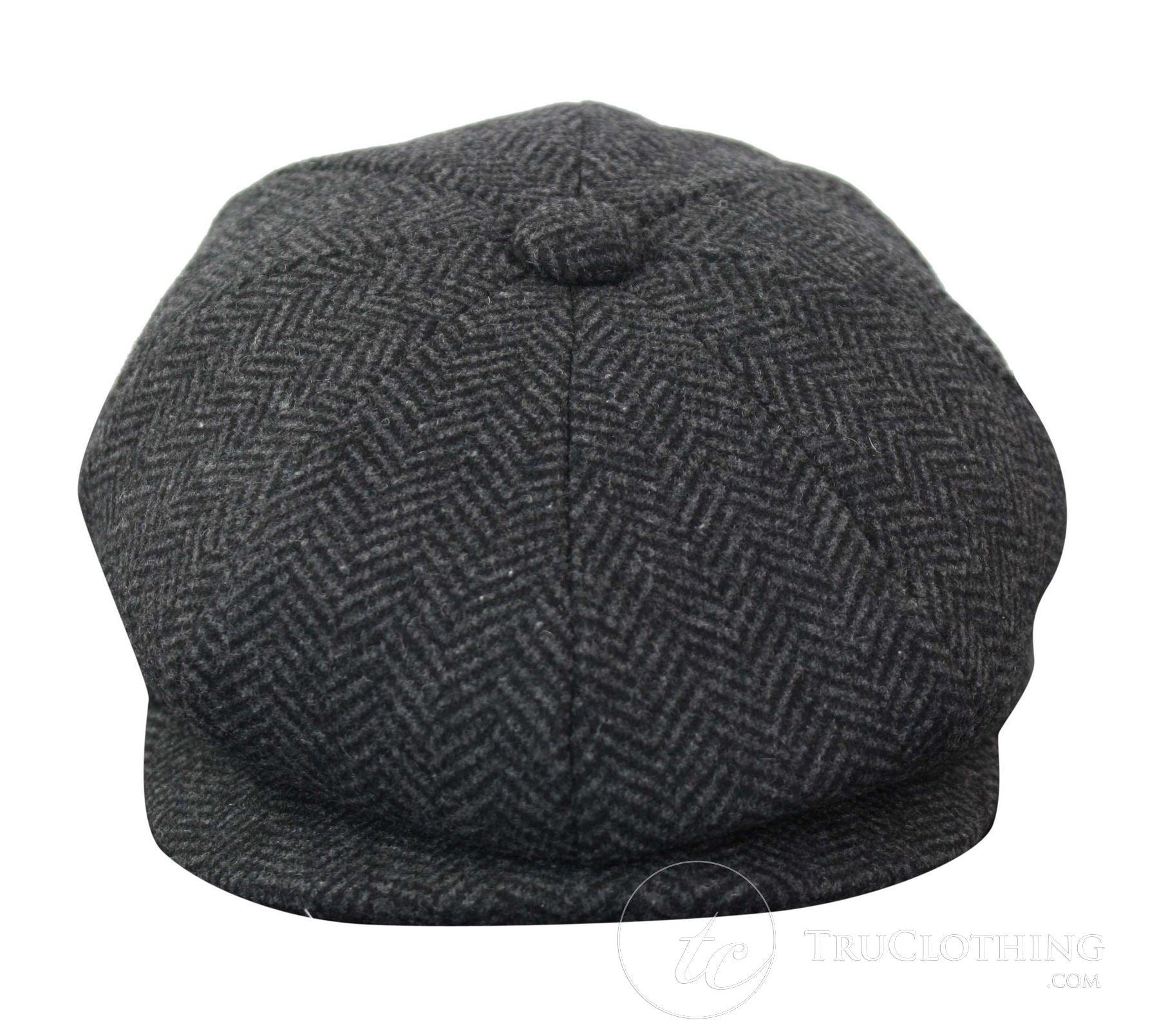 Mens Peaky Blinders Grey Tweed Gatsby Flat Baker Hat