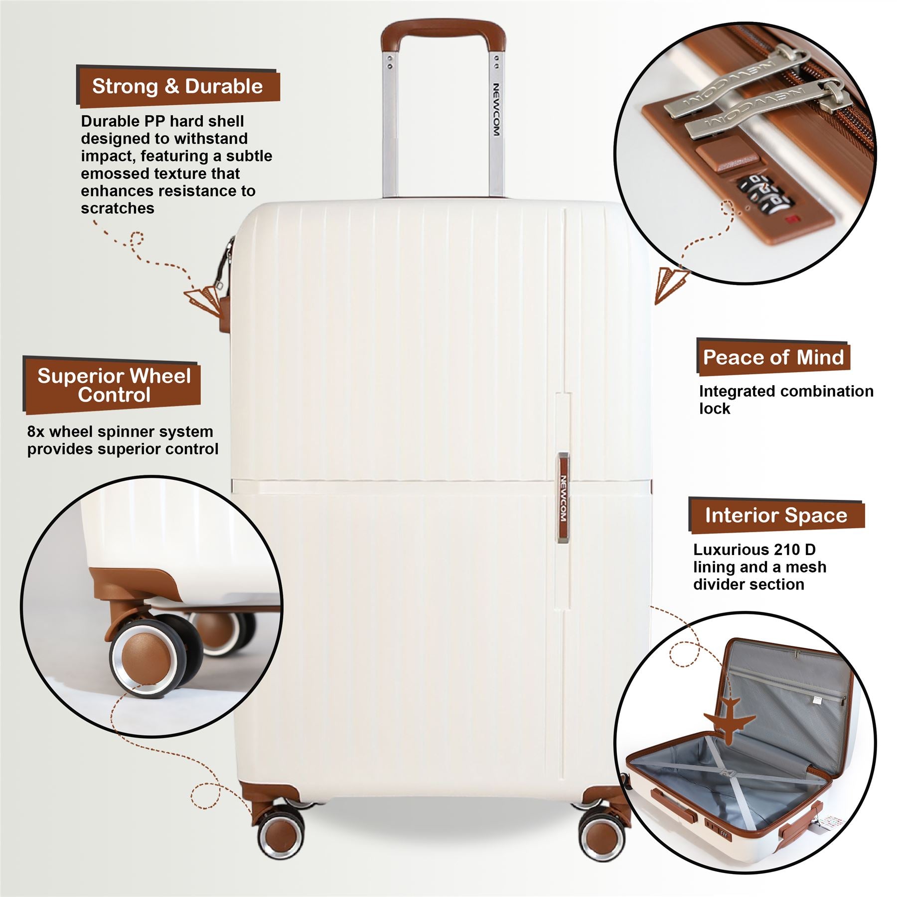 Corowa Large Hard Shell Suitcase in White