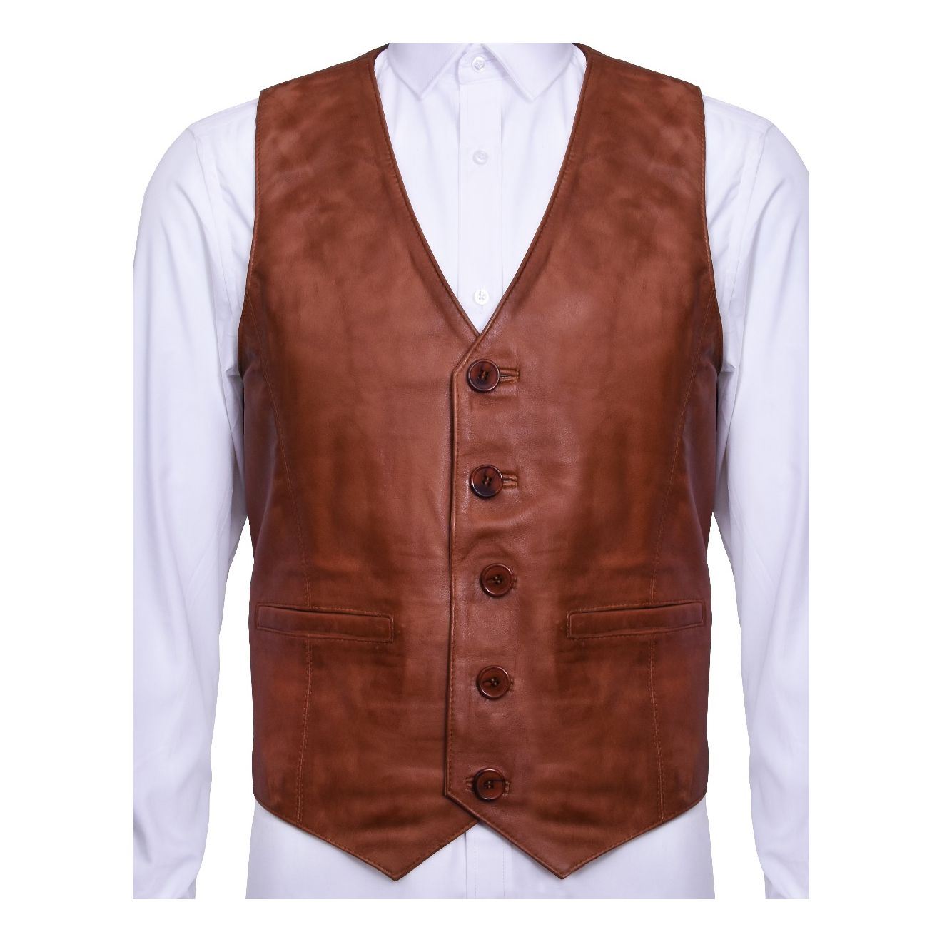 Mens Classic Leather Waistcoat-Grantham