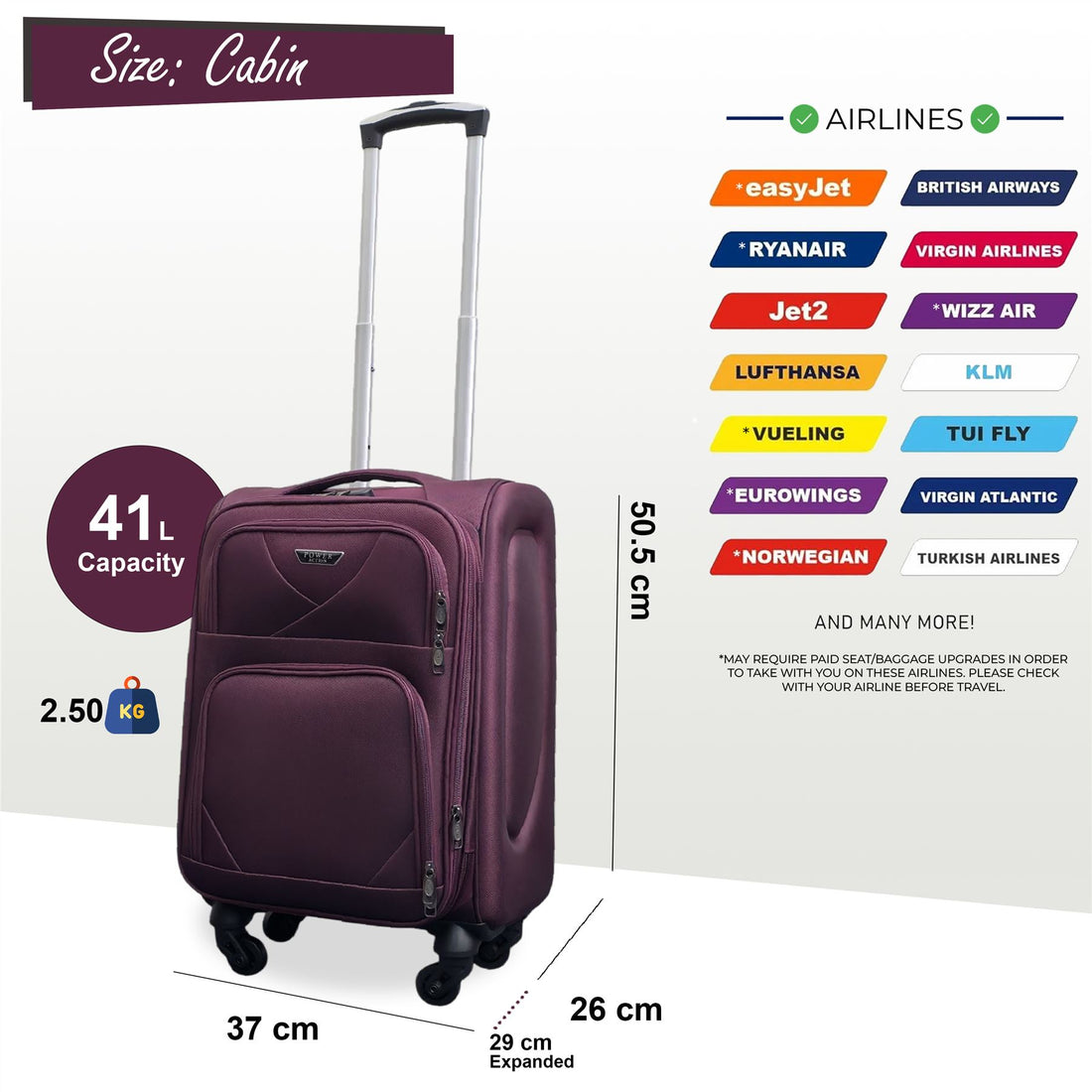 Nagoya Cabin Soft Shell Suitcase in Purple