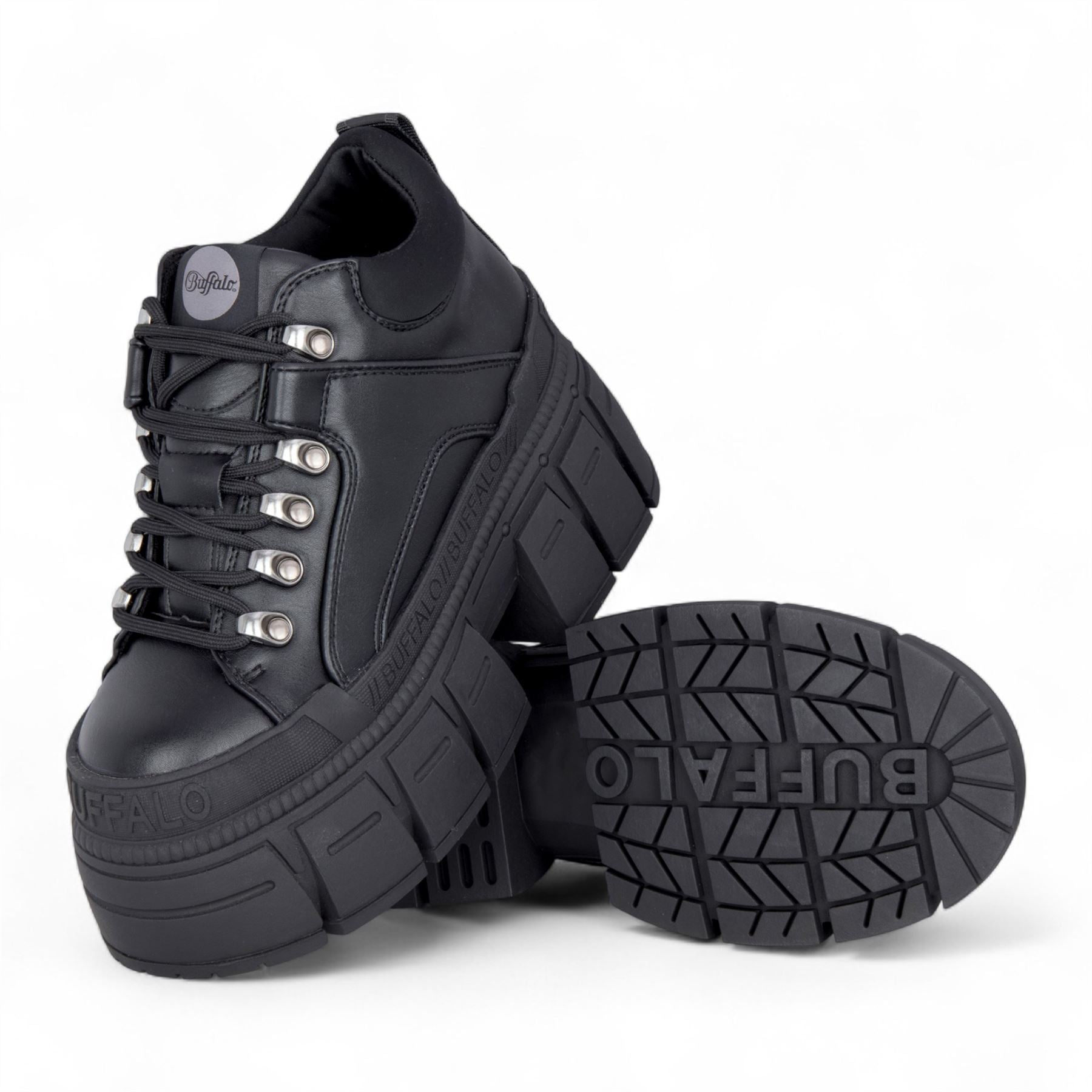 Buffalo Womens Chunky Platform Black Gothic Ankle Boots - Gospher Hike-Lo