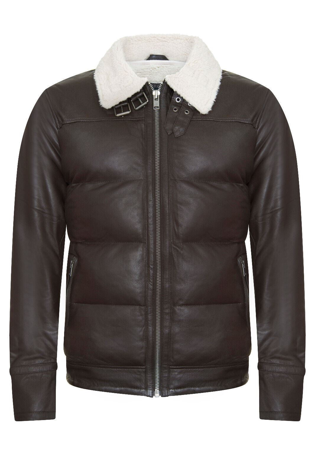 Mens Quilted Leather Biker Jacket - Thaxted