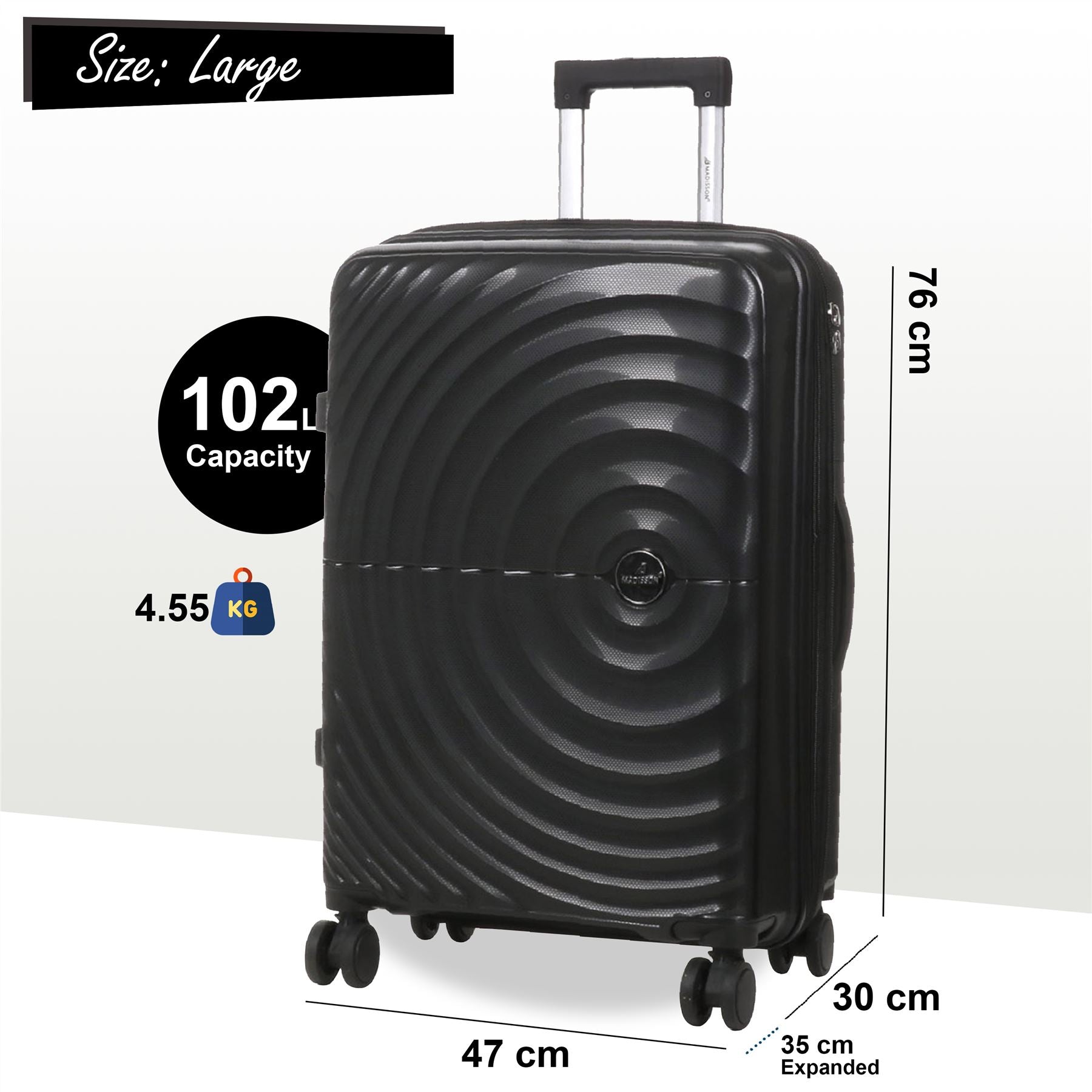 Balranald Large Hard Shell Suitcase in Black