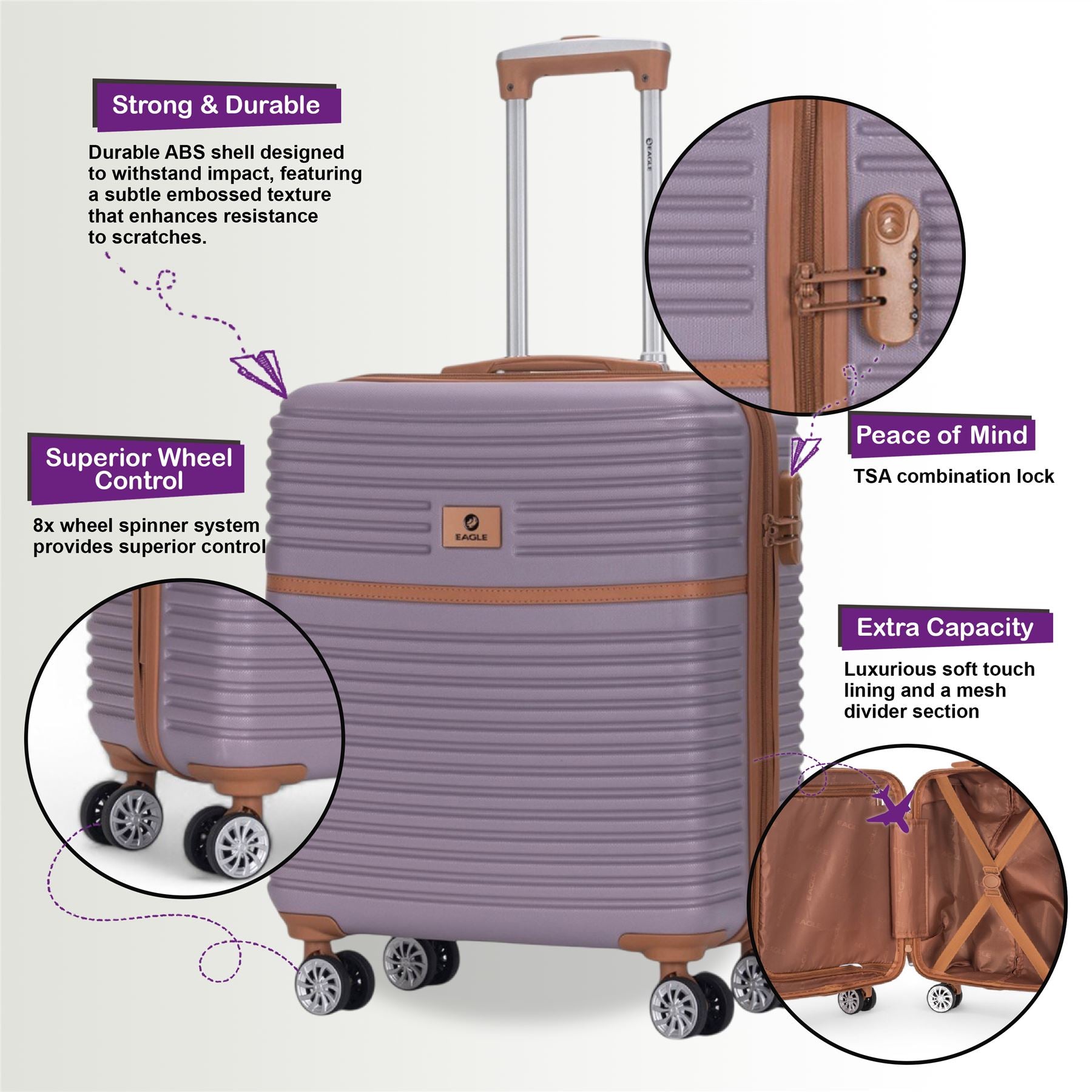 Koga Cabin Hard Shell Suitcase in Purple