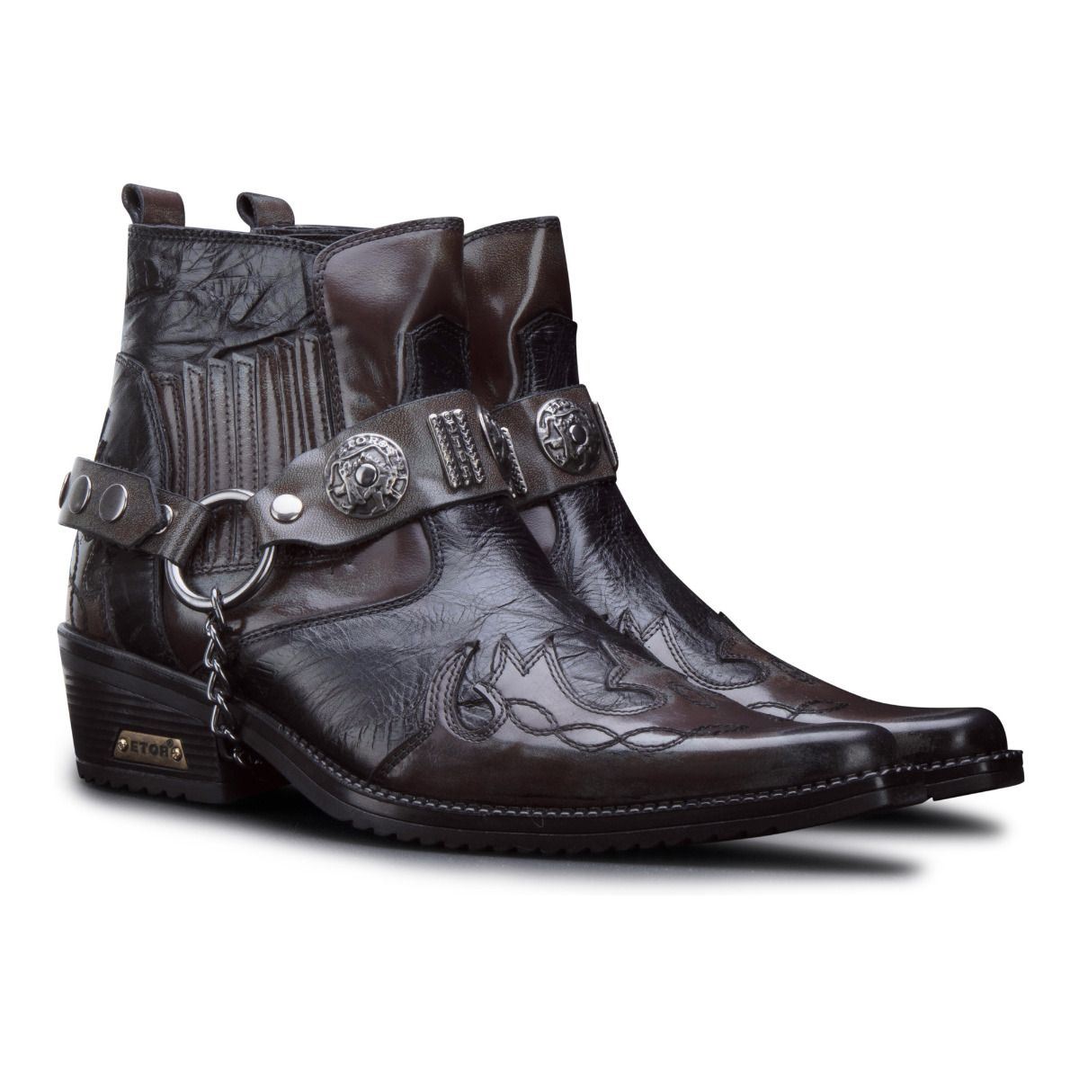 Mens Brown Leather Winklepicker Ankle Boots – Upperclass Fashions