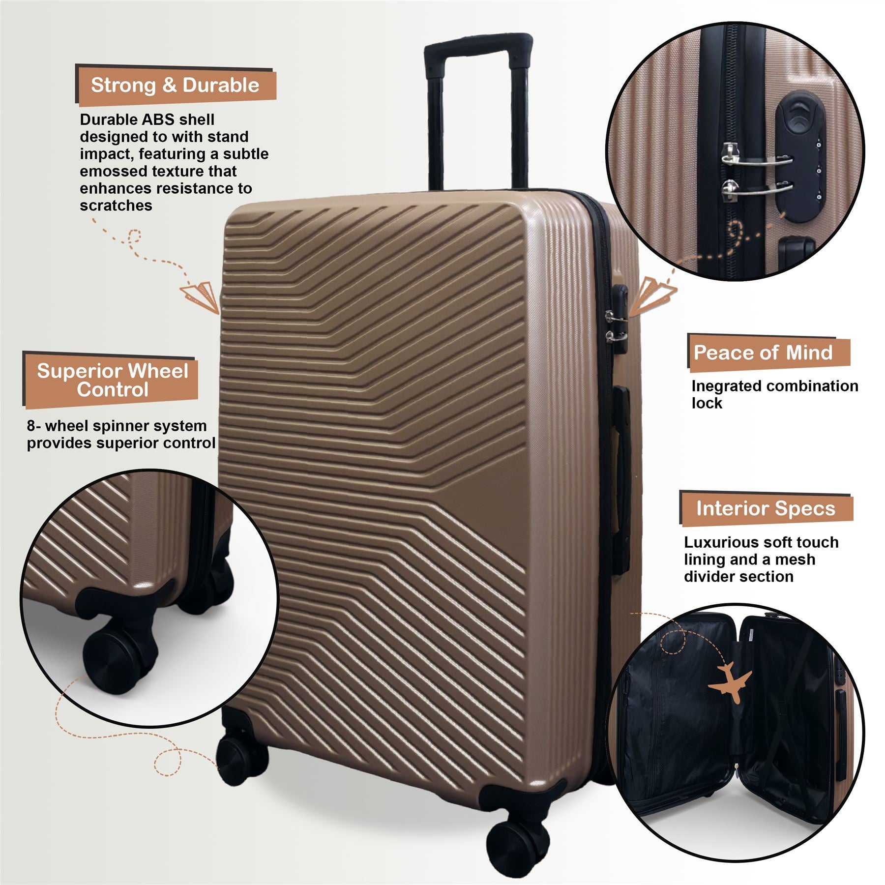 Junee Cabin Hard Shell Suitcase in Gold