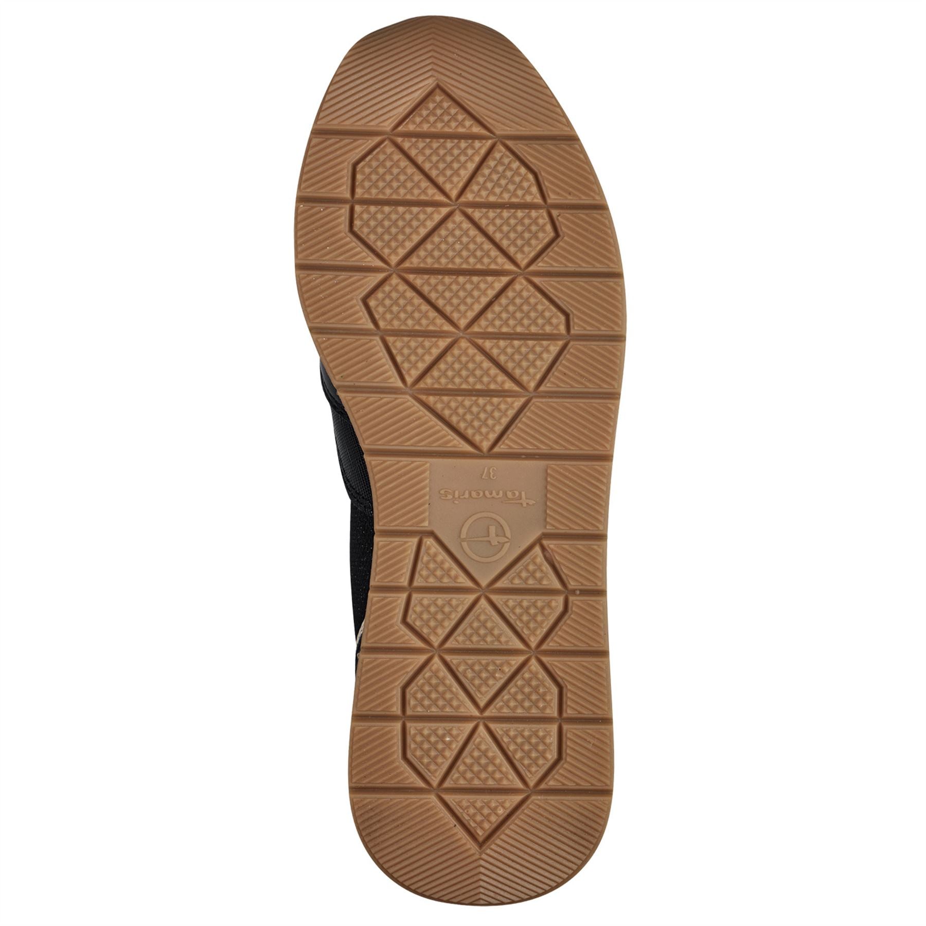 Tamaris Womens Black Gold Fashion Lace-up Zipped Sneakers Trainers