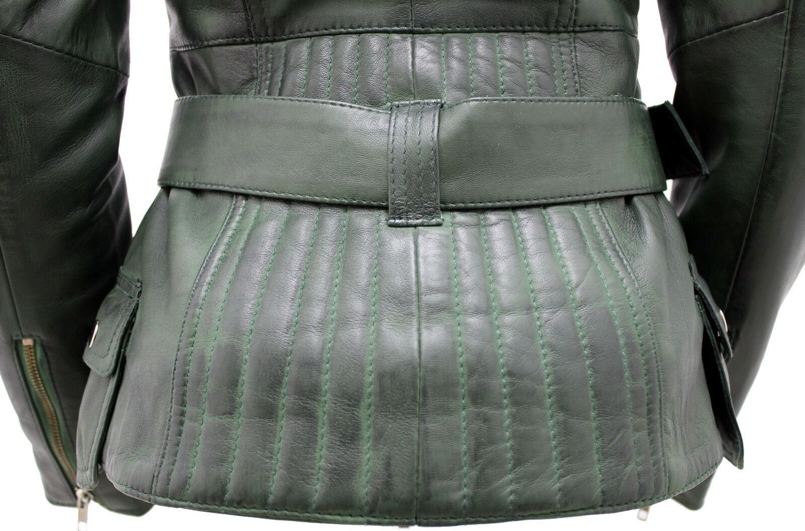 Womens Mid-length Leather Biker Jacket-Middlewich