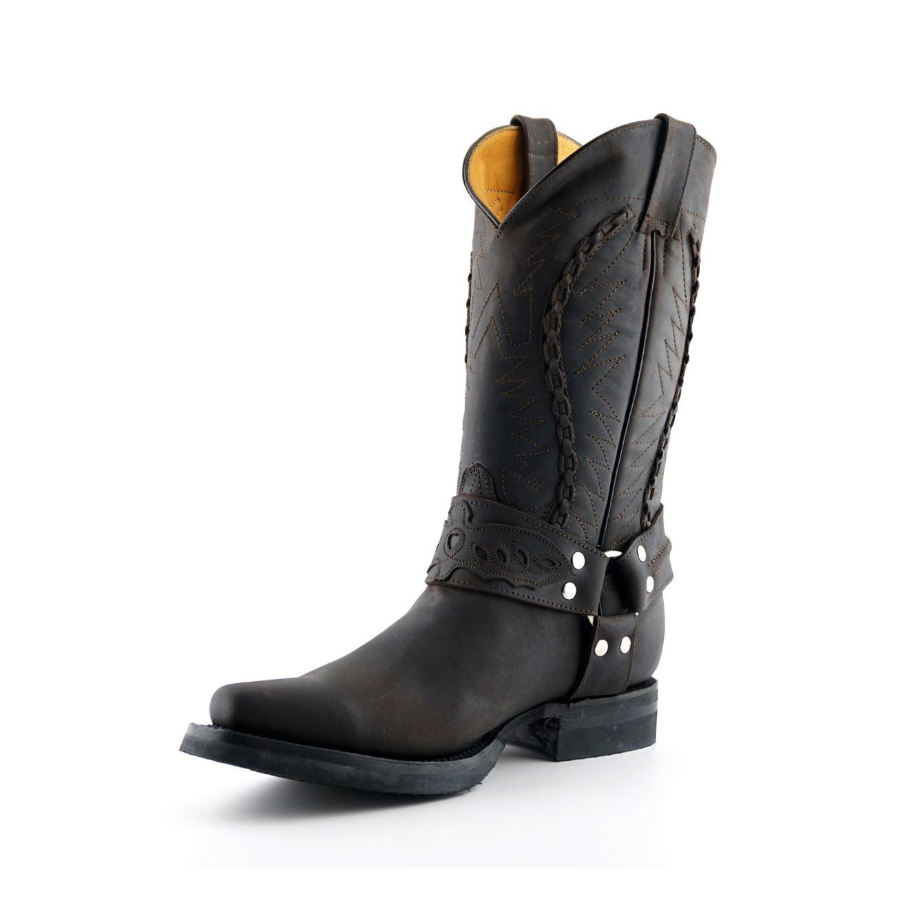 Grinders Mens Brown Leather Cowboy Boot-Galveston