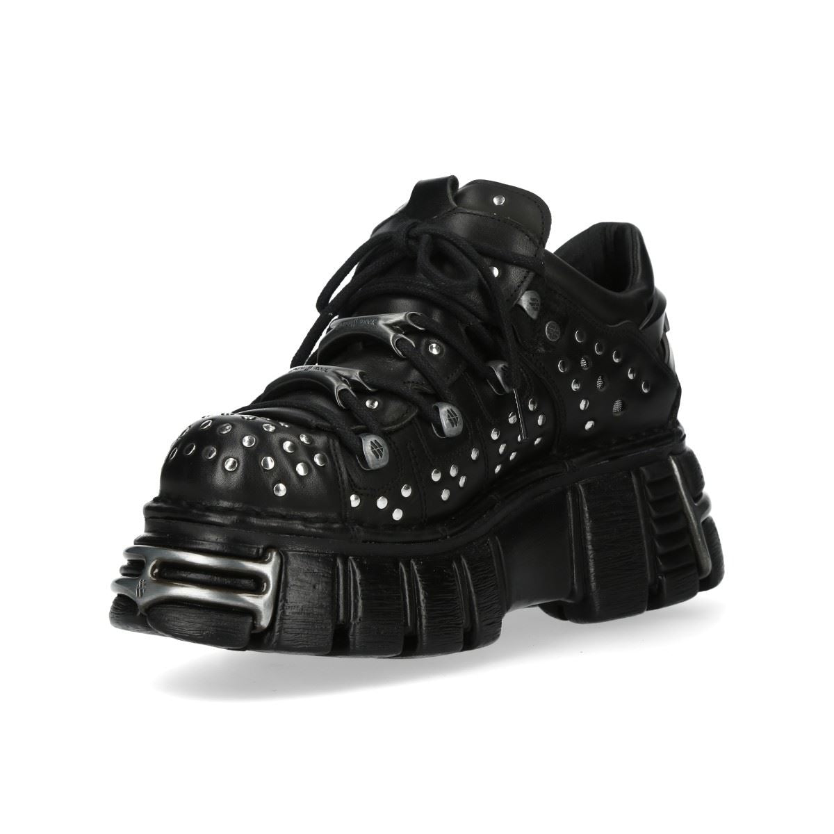 New Rock M-120NR-C1 Black Leather Gothic Platform Ankle Boots