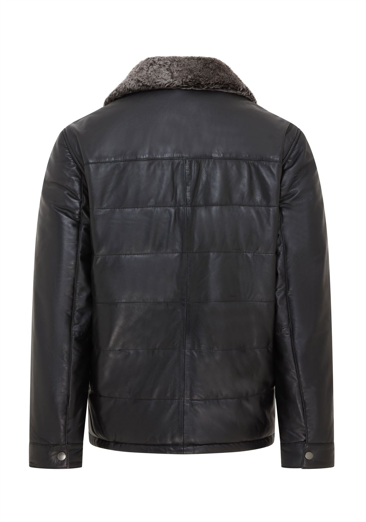 Mens Leather Puffer Quilted Jacket - Farsund