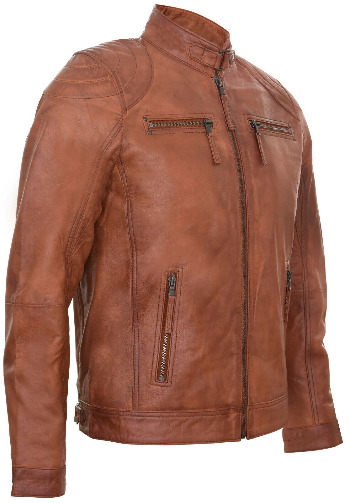 Mens Versatile Moto Leather Biker Jacket-Stapleford