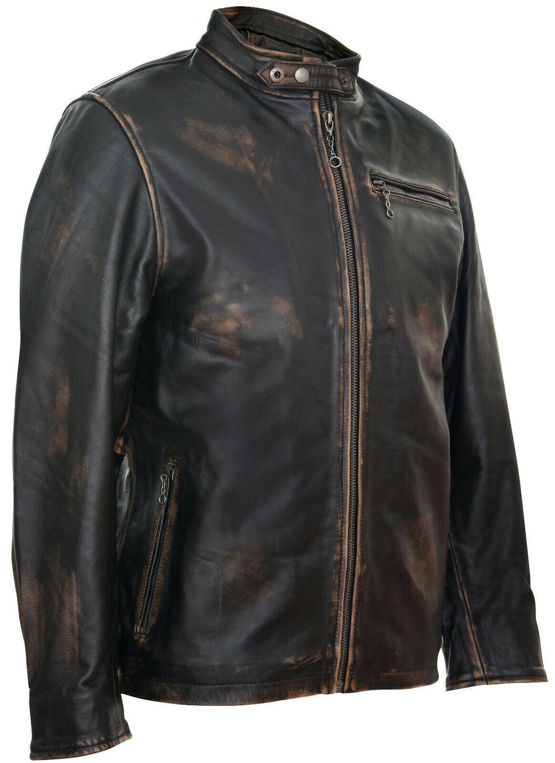 Mens Classic Black Leather Biker Jacket- Southgate