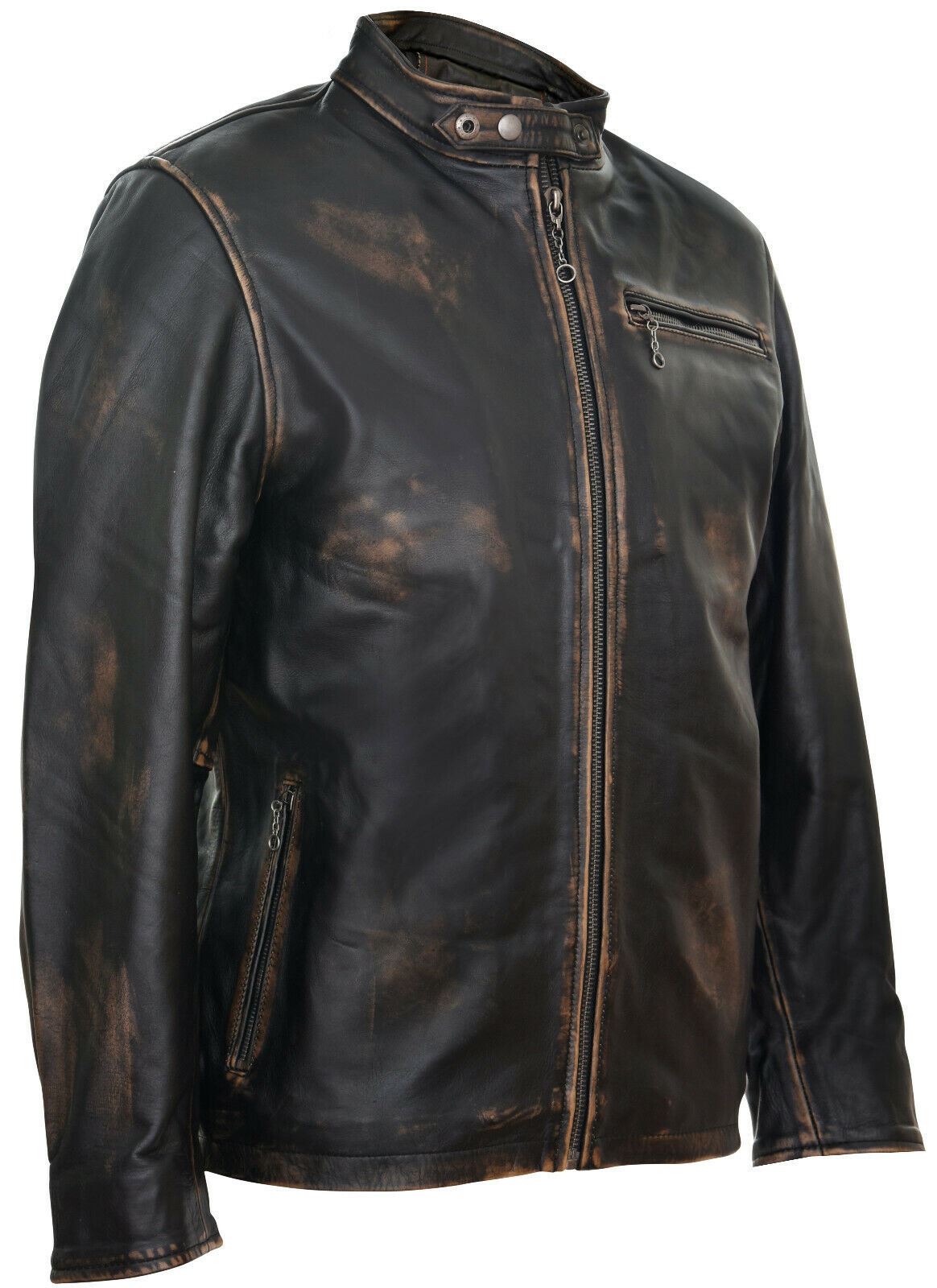 Mens Classic Black Leather Biker Jacket- Southgate