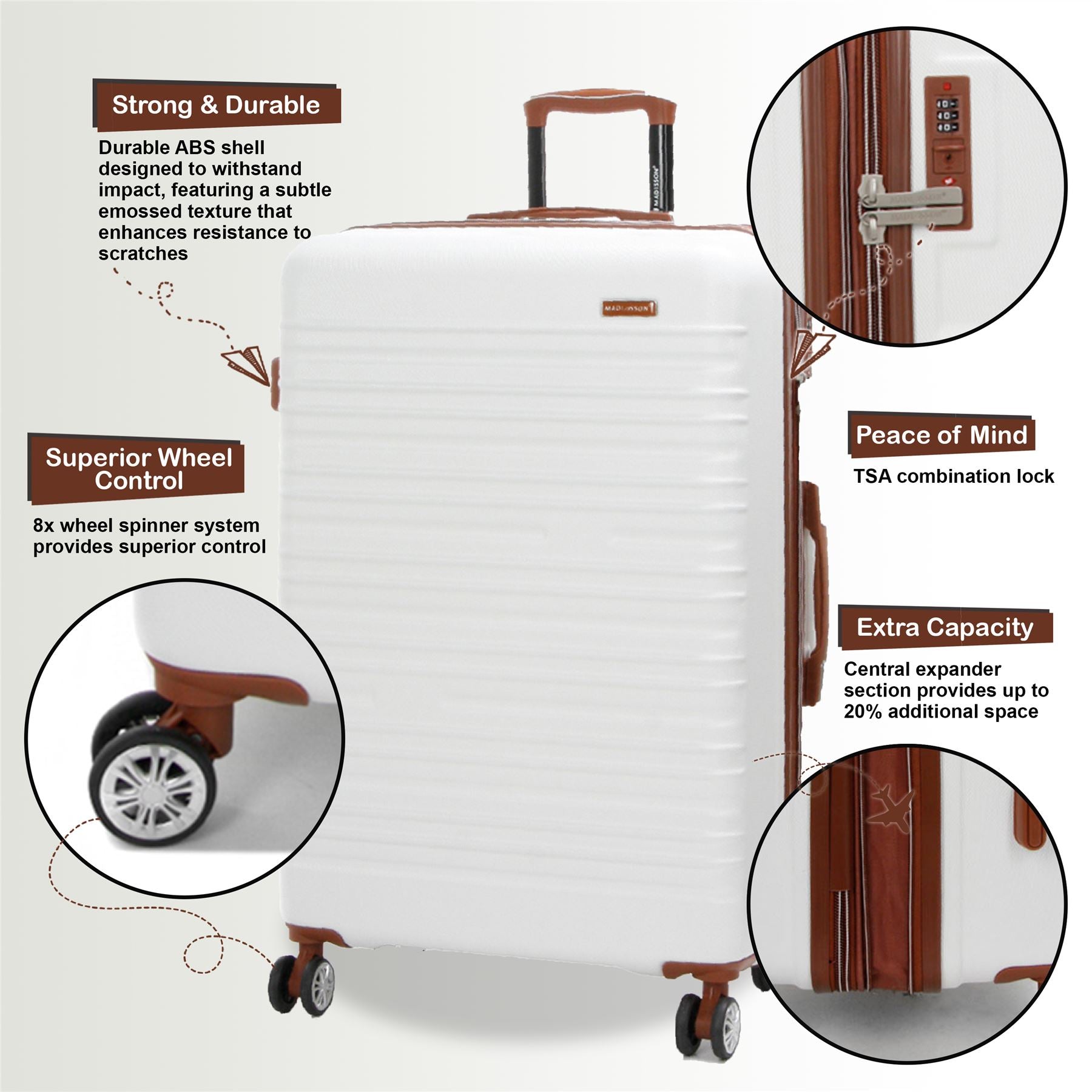 Armidale Large Hard Shell Suitcase in Cream