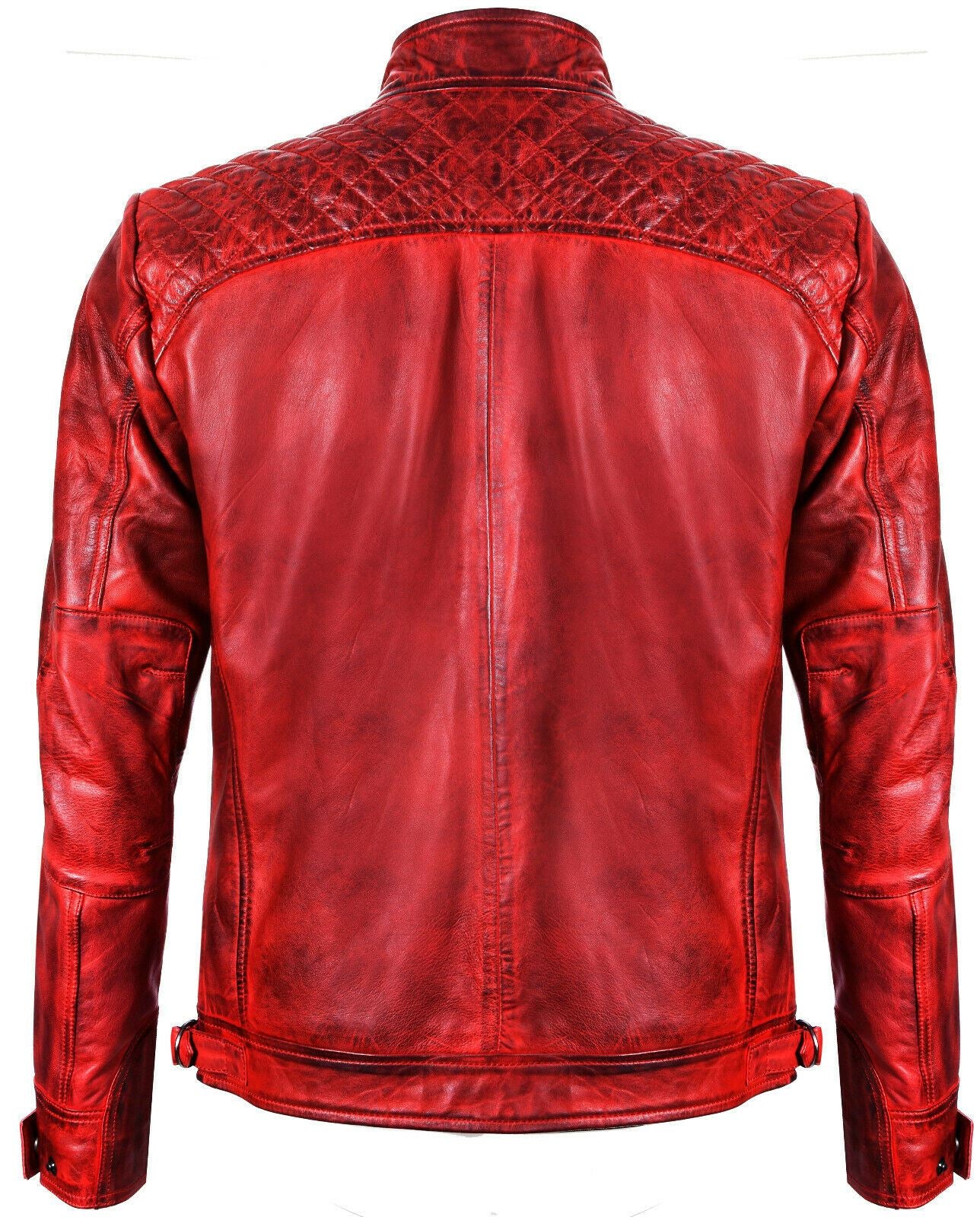 Men Classic Leather Quilted Biker Jacket-Silsden