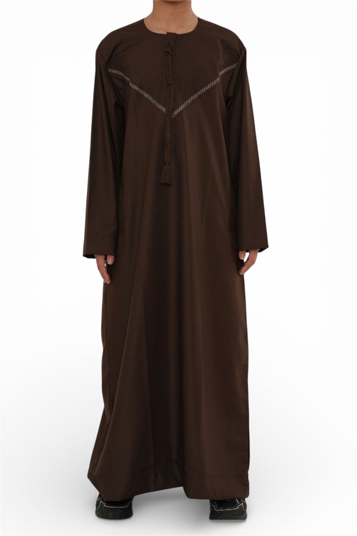 Kids Boys Moroccan Embroidered Djellaba Islamic Jubba Robe Tassel Ramadan Thobe