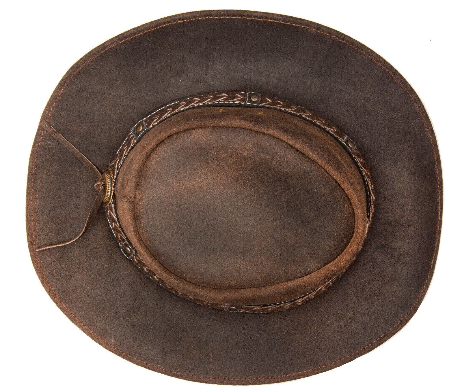 Cowboy Aussie Real Leather Hat Australian Brown Western Outback Bush Hat