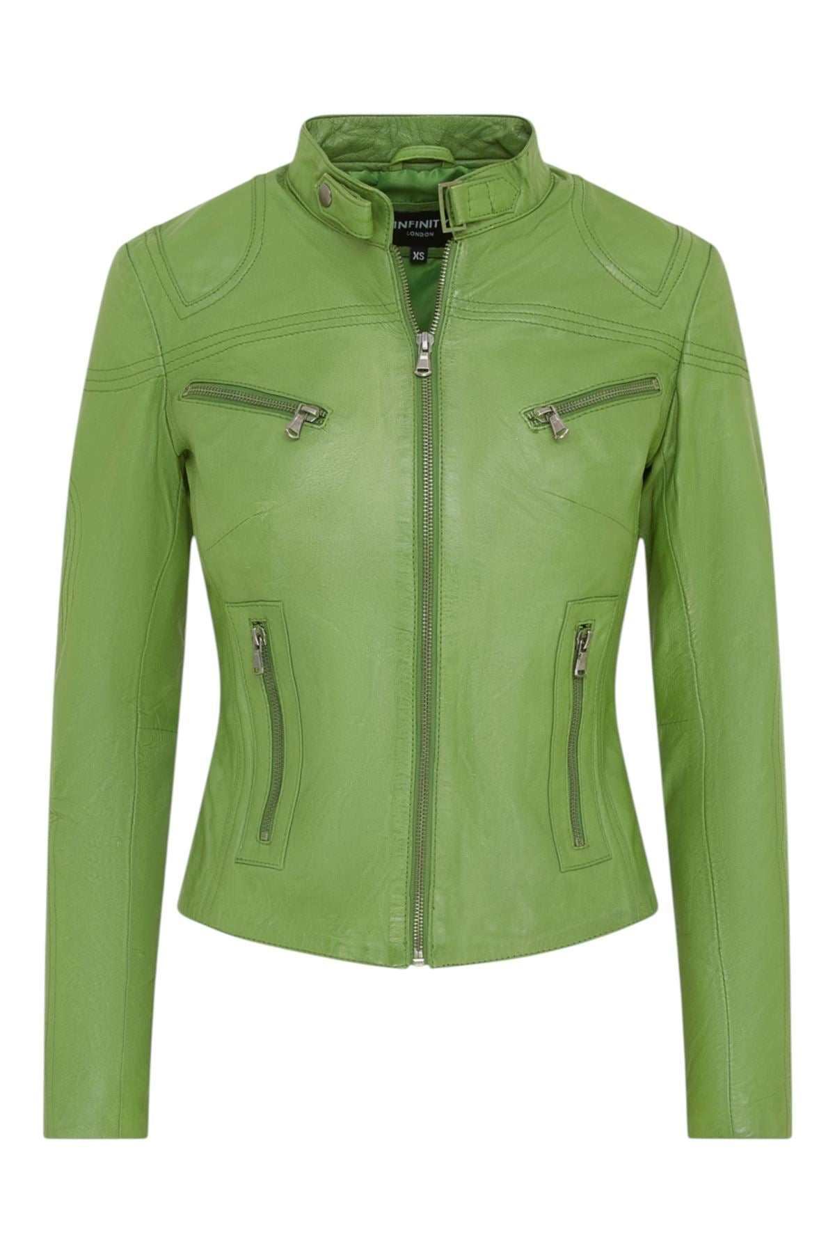 Womens Slim-Fit Leather Biker Jacket-Maldon
