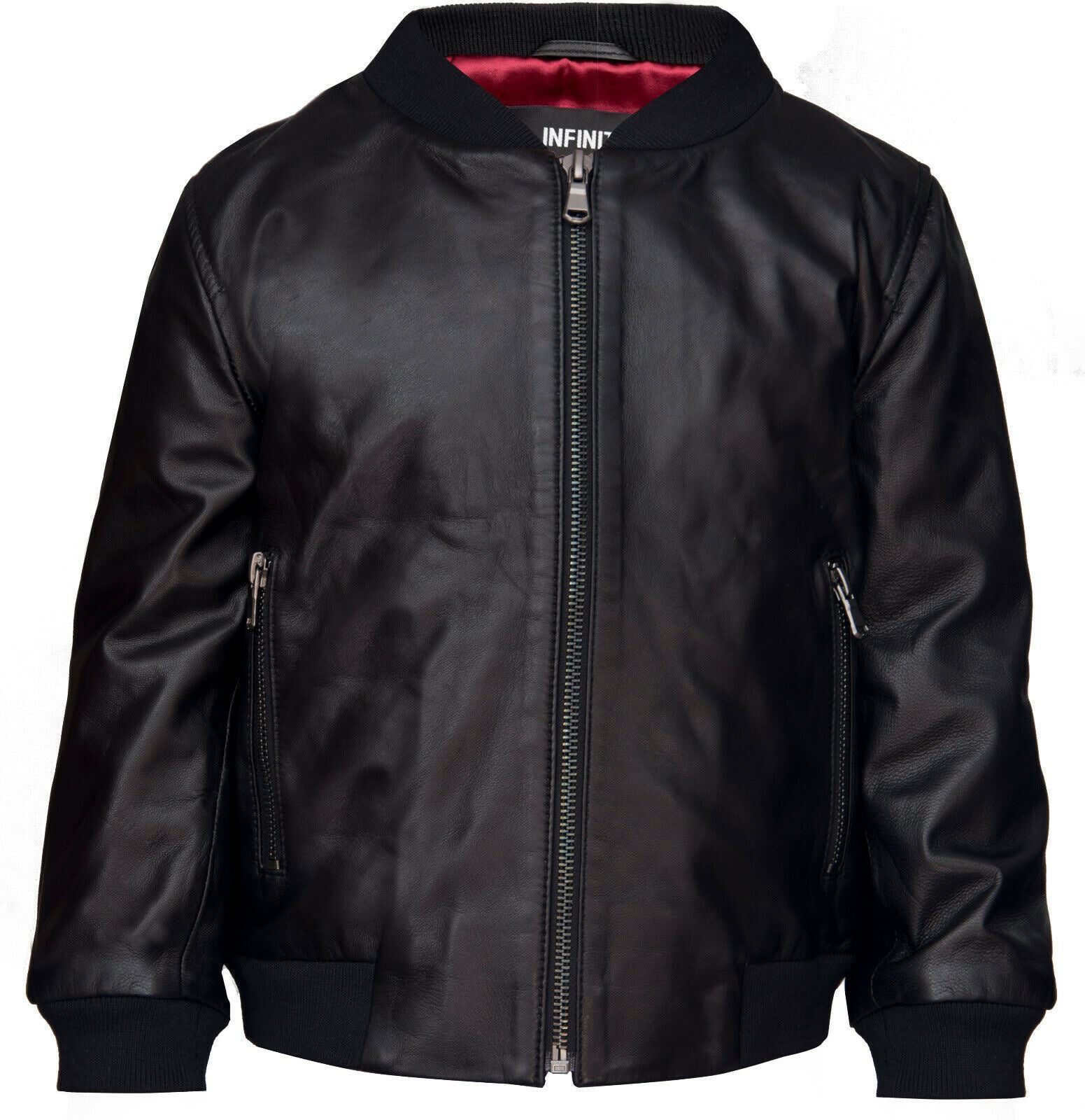Kids Unisex Varsity Baseball Leather Bomber Black Jacket (1-13Years)