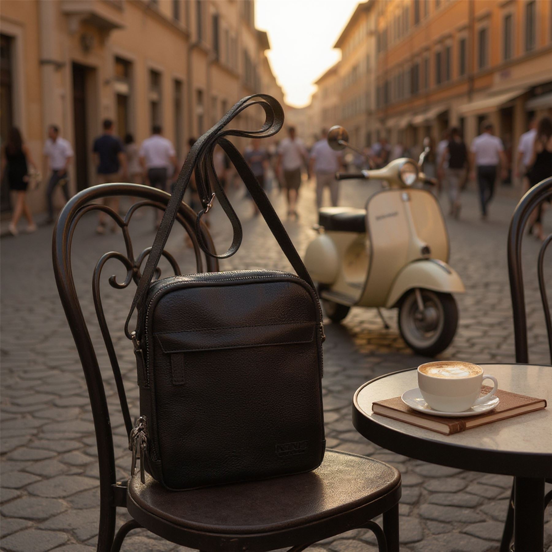 Genuine Leather Black Vintage Messenger Crossbody Travel Bag - Hawthrone