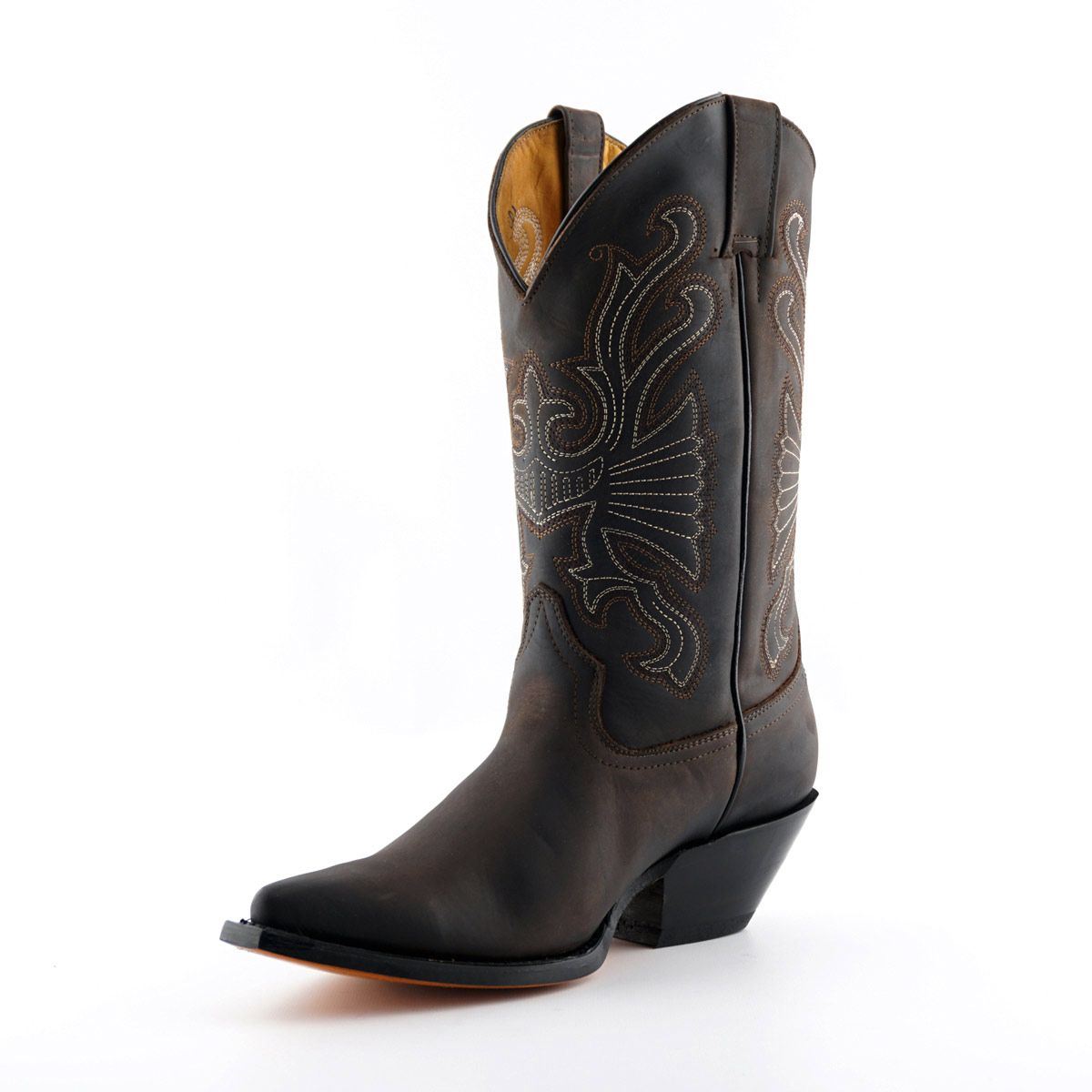 Grinders Brown Leather Western Cowboy Boots-Buffalo