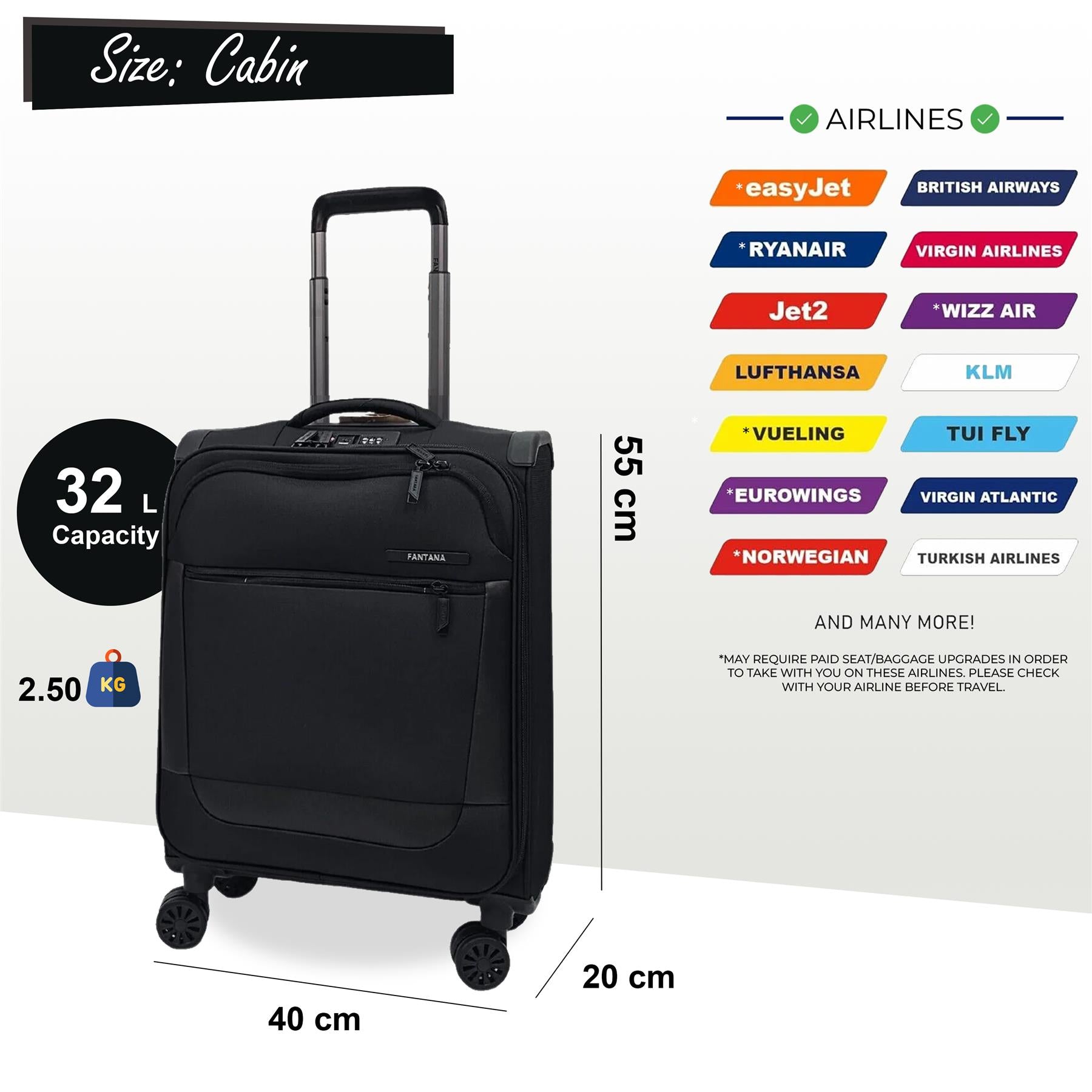 Lightweight 4 Wheel Luggage Suitcase
