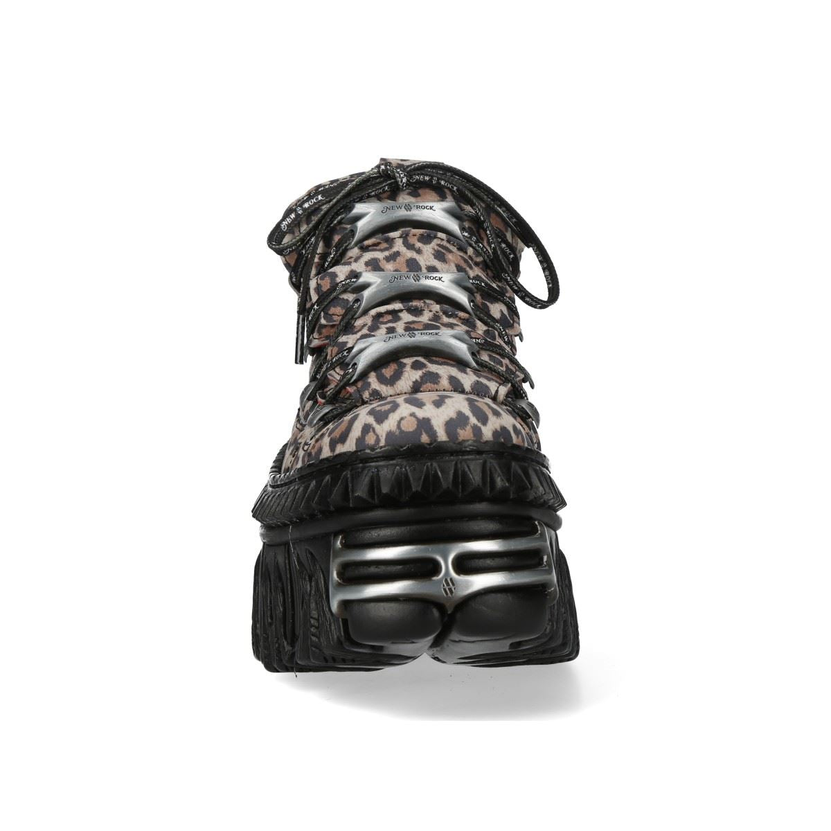 New Rock M-106WALL-C56 Leopard Print Leather Gothic Platform Ankle Boots