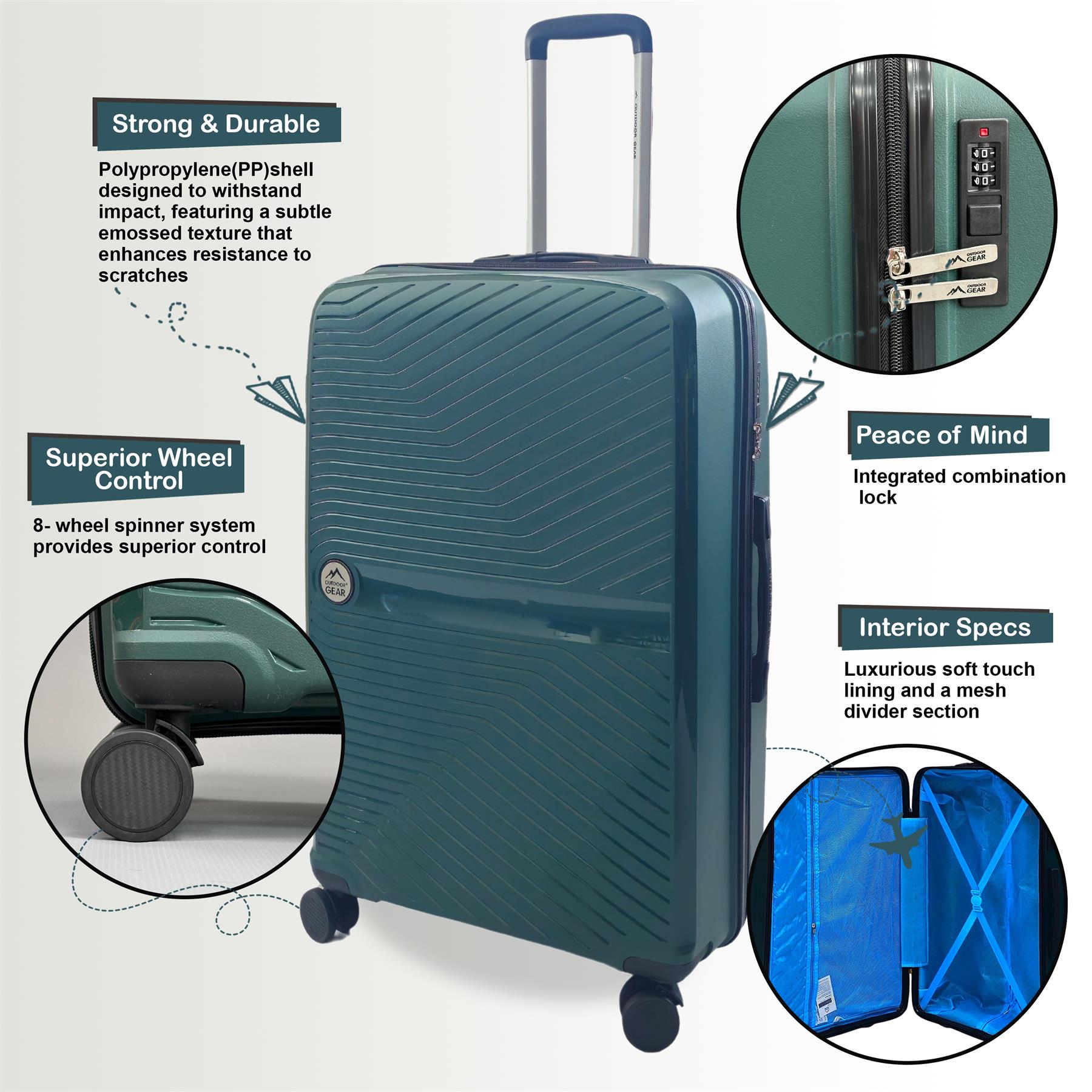 Abbeville Cabin Hard Shell Suitcase in Green