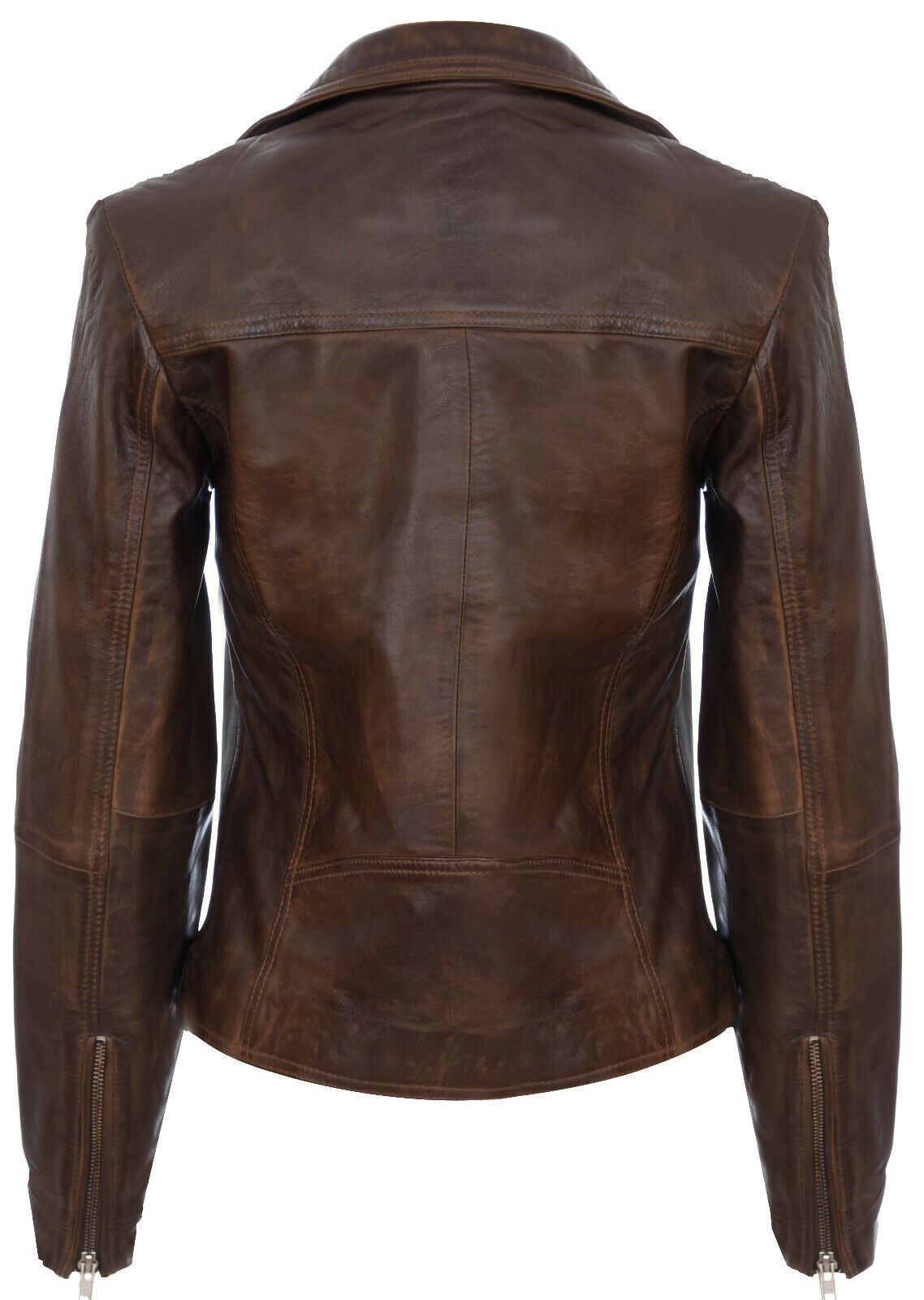 Womens Classic Leather Shawl Wrap Biker Jacket - Morpeth