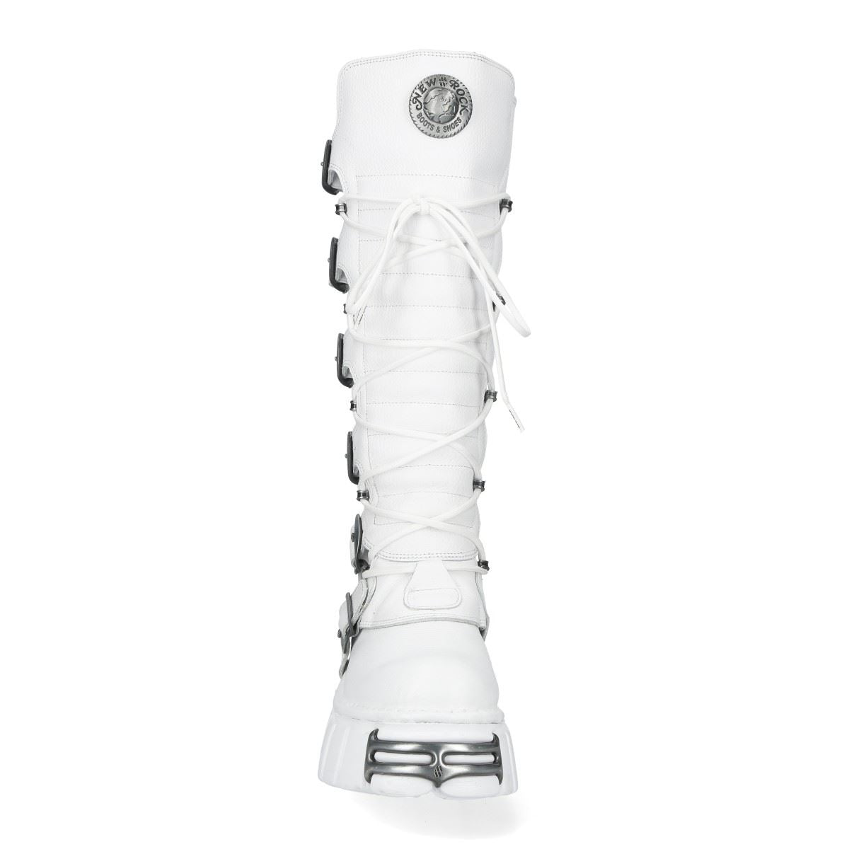 New Rock M-272-C69 Knee High White Leather Gothic Boots